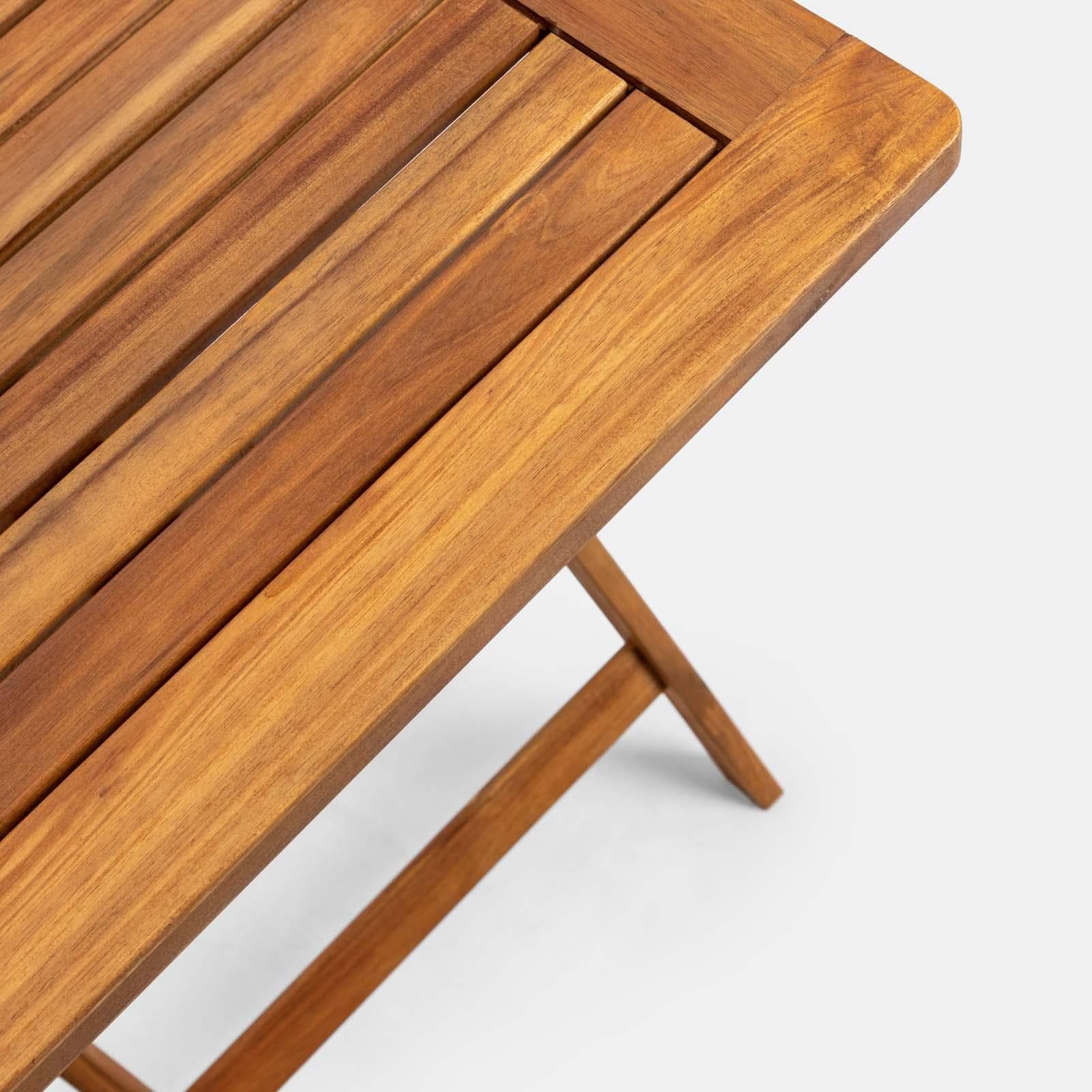 Set bistrot con tavolo 60x60 cm e 2 sedie pieghevoli in legno di acacia - Paja
