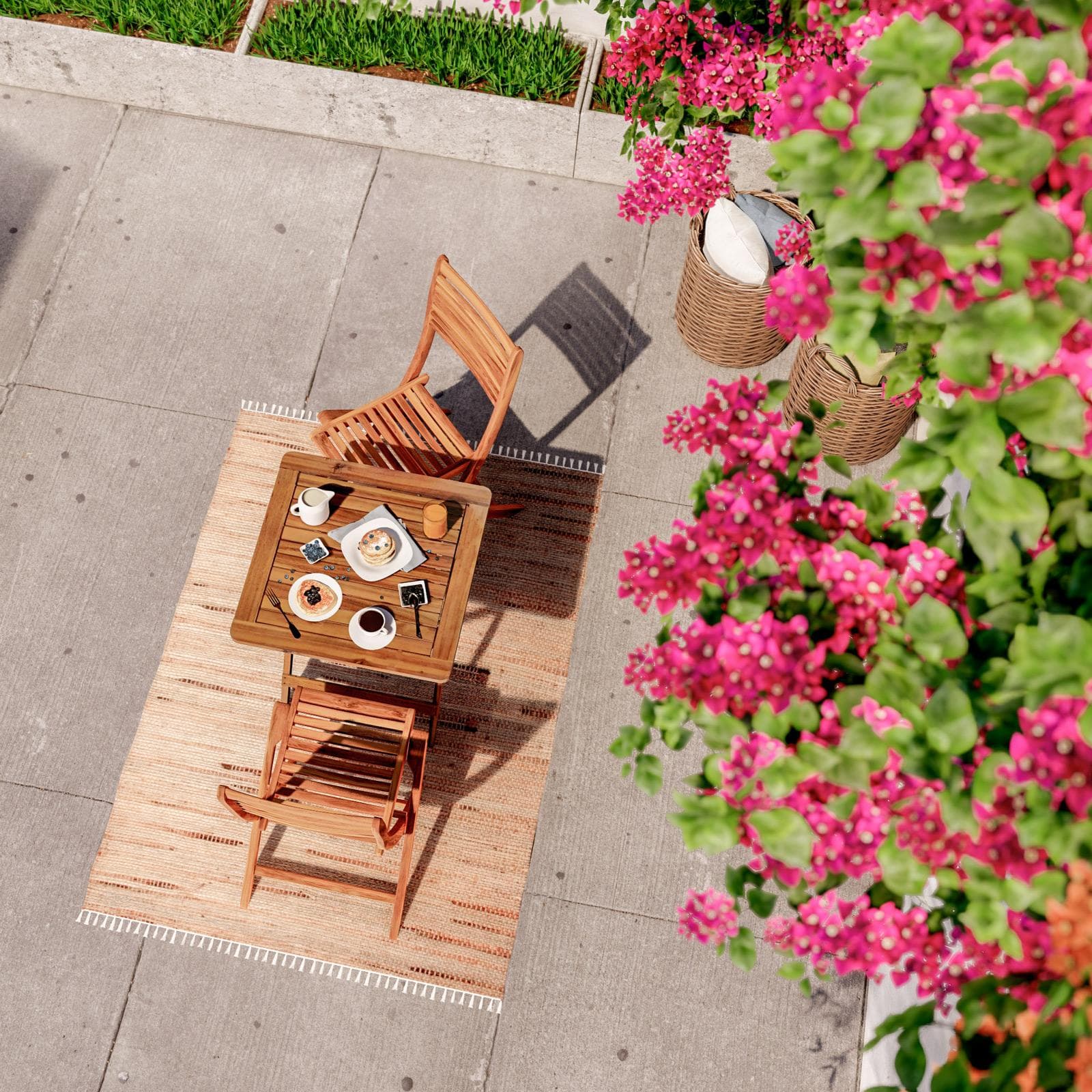 Set bistrot con tavolo 60x60 cm e 2 sedie pieghevoli in legno di acacia - Paja