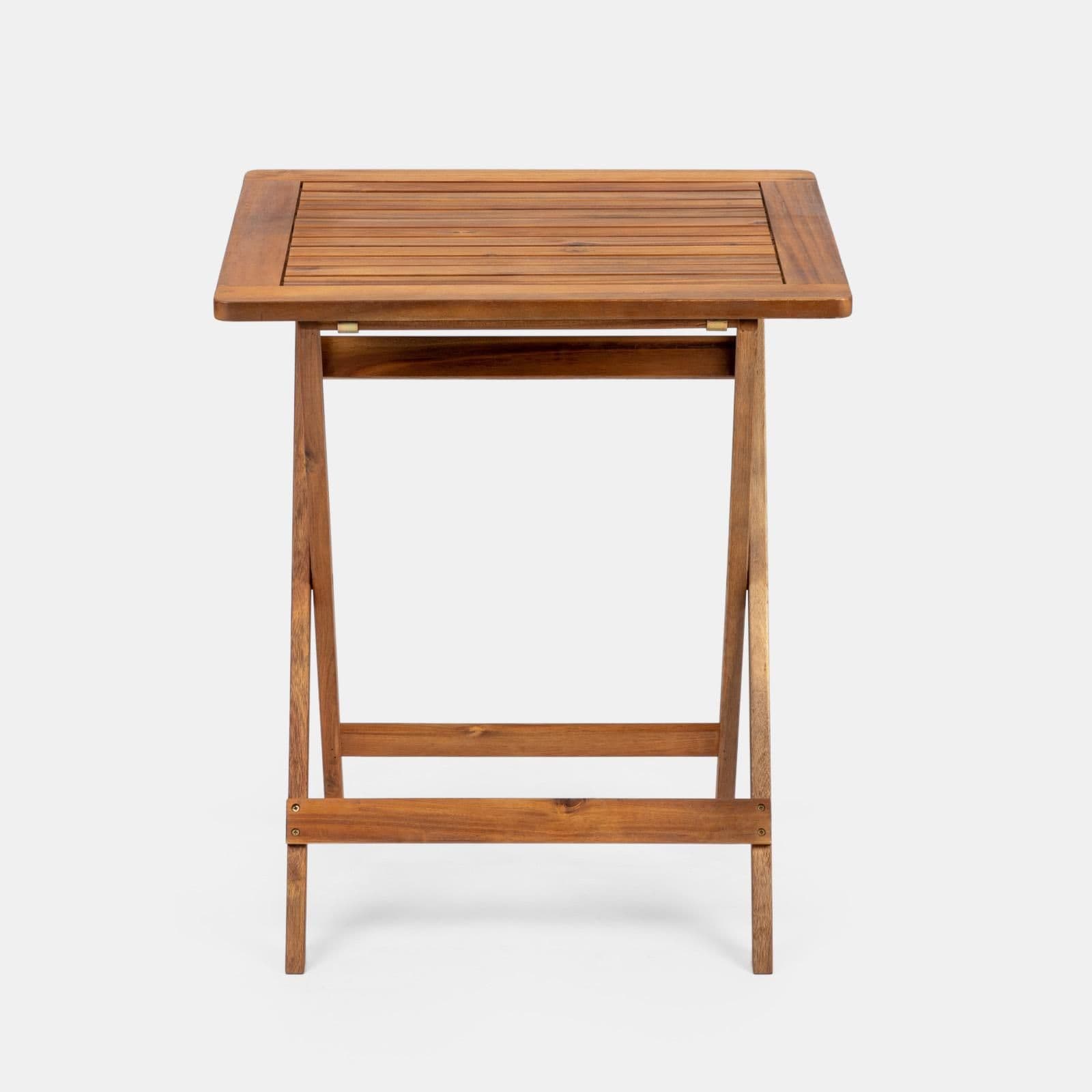 Set bistrot con tavolo 60x60 cm con 2 sedie pieghevoli in legno di acacia - Paja