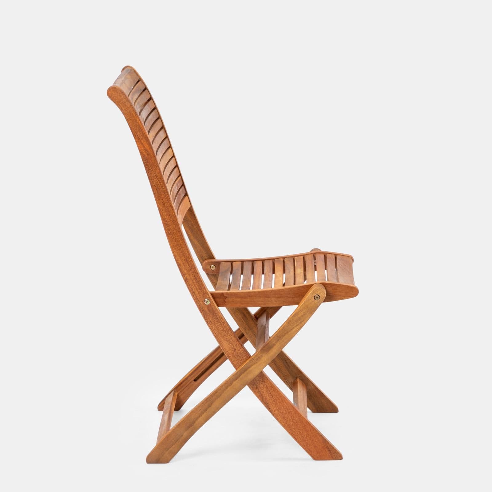 Set bistrot con tavolo 60x60 cm con 2 sedie pieghevoli in legno di acacia - Paja