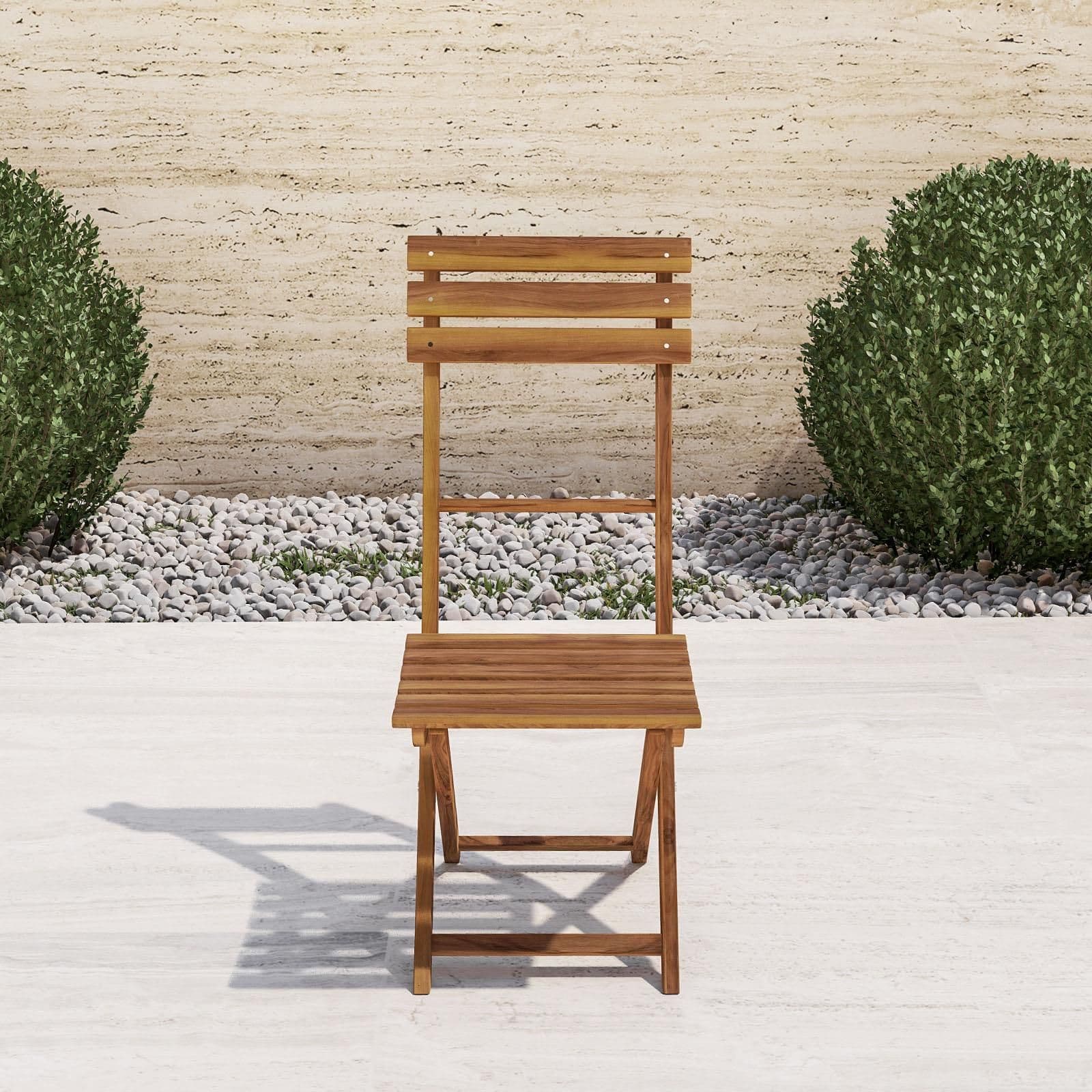 Set bistrot tavolo 60x60 cm e 2 sedie pieghevoli in legno di acacia - Paja
