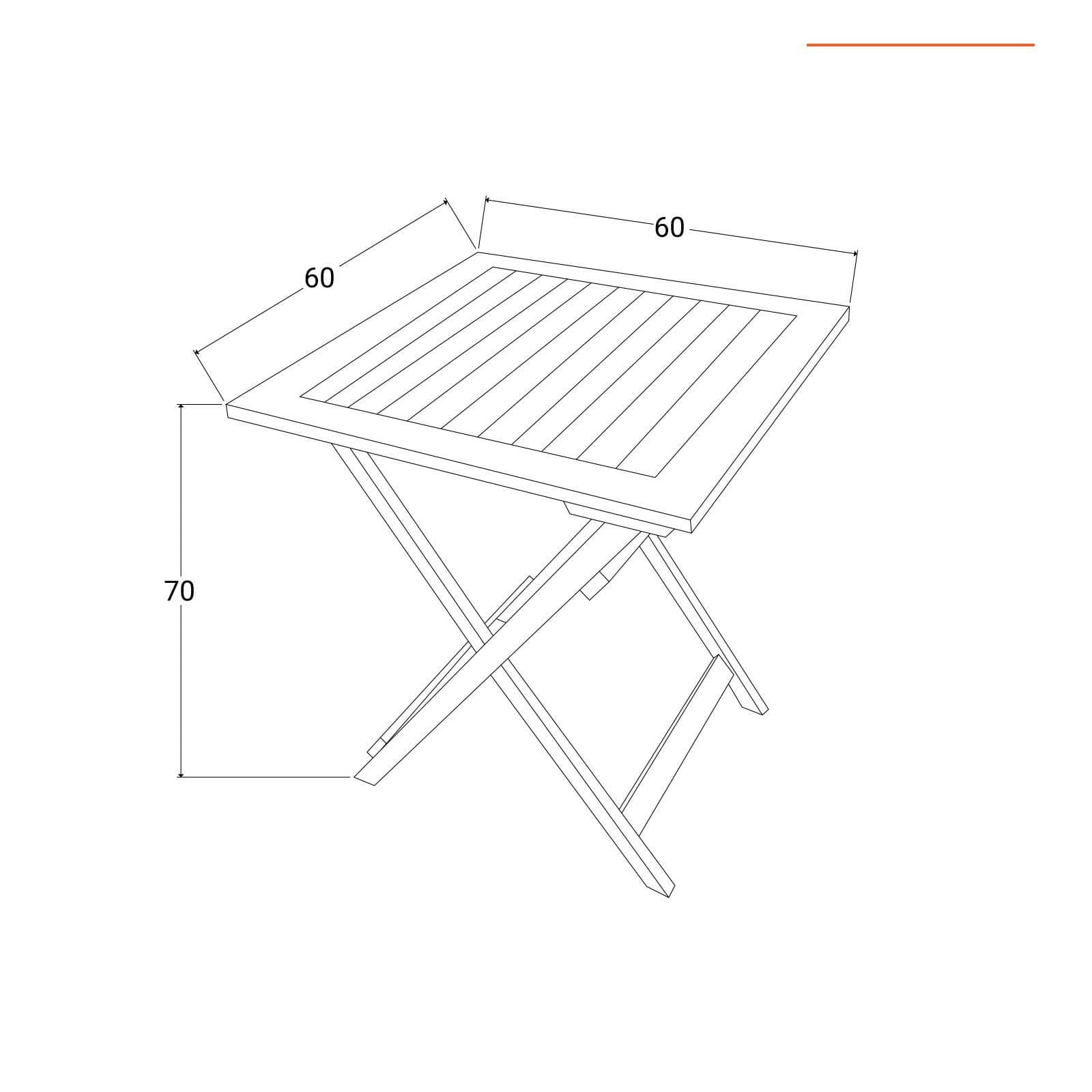 Set bistrot tavolo 60x60 cm e 2 sedie pieghevoli in legno di acacia - Paja