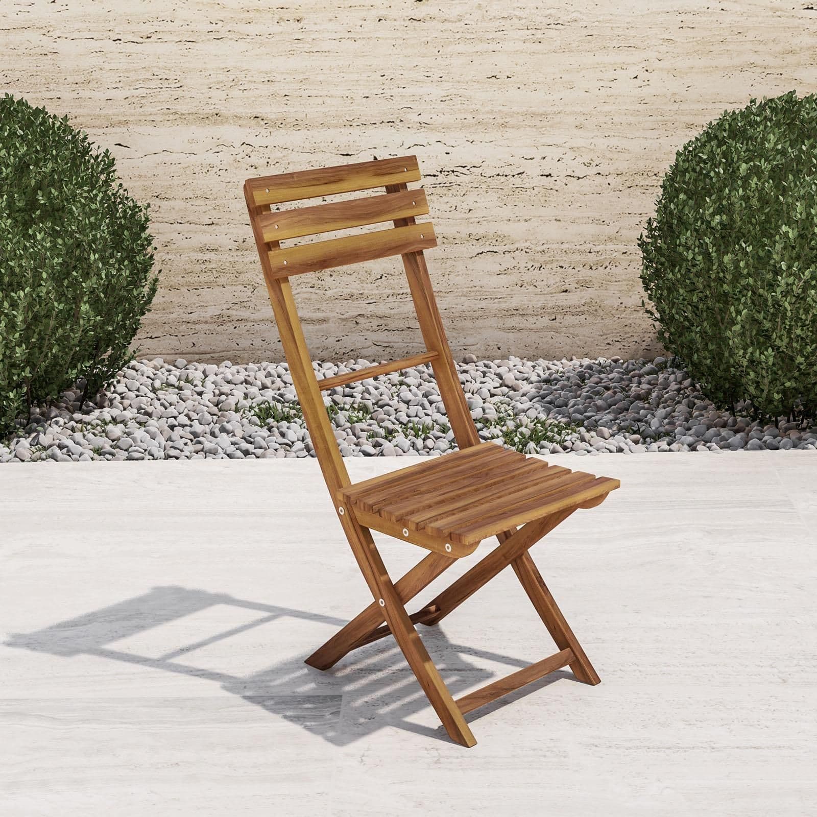 Set bistrot tavolo 60x60 cm e 2 sedie pieghevoli in legno di acacia - Paja