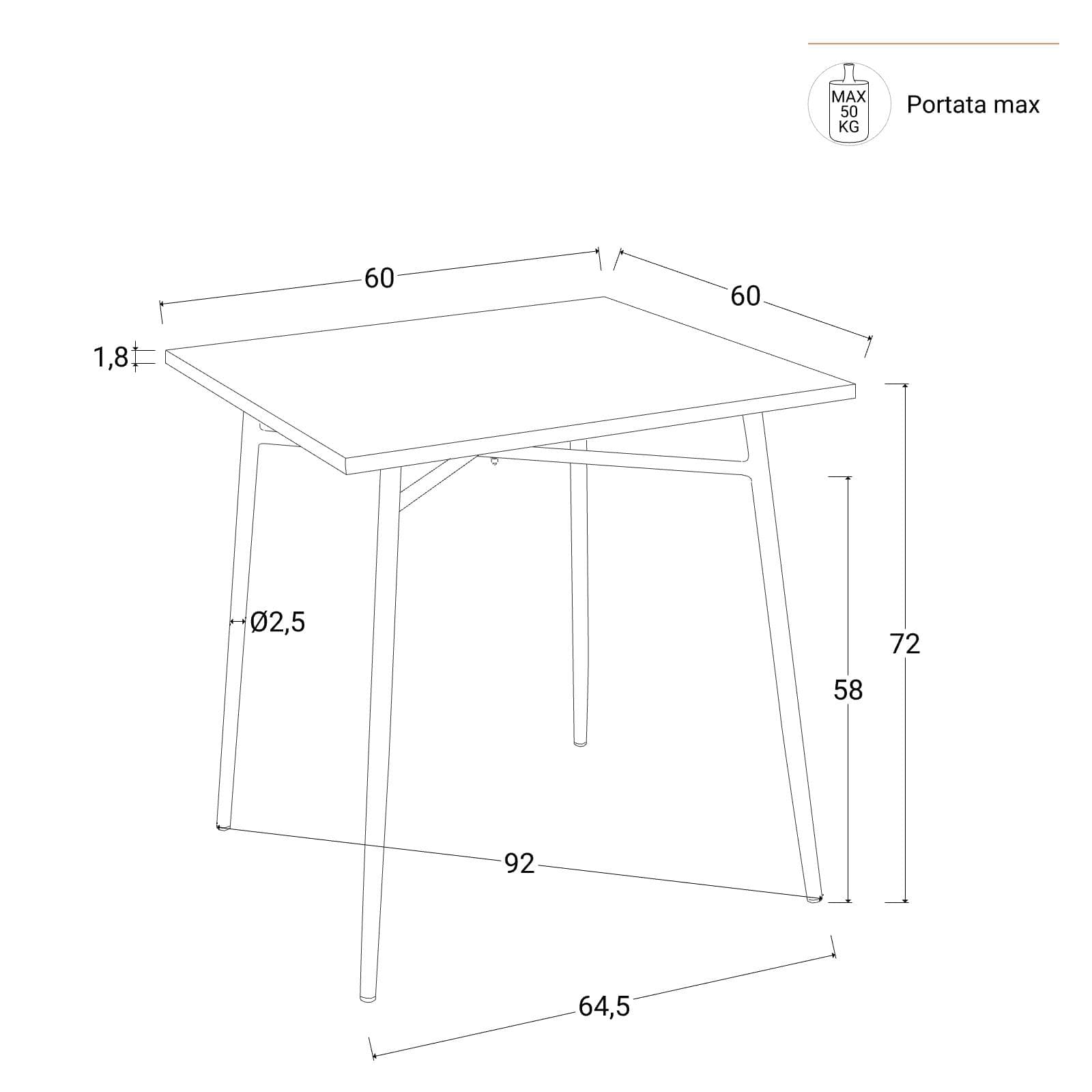 Set bistrot tavolo 60x60 e 2 sedie con braccioli in acciaio verde oliva - Faber