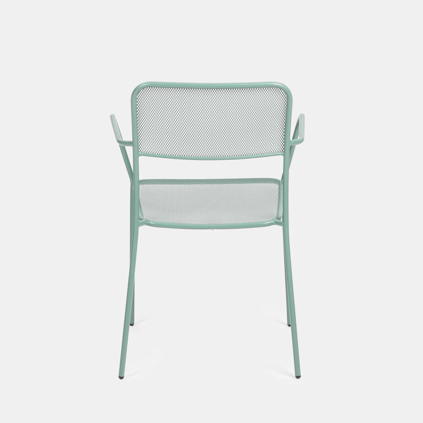 Set bistrot tavolo 60x60 e 2 sedie con braccioli in acciaio verde marino - Faber