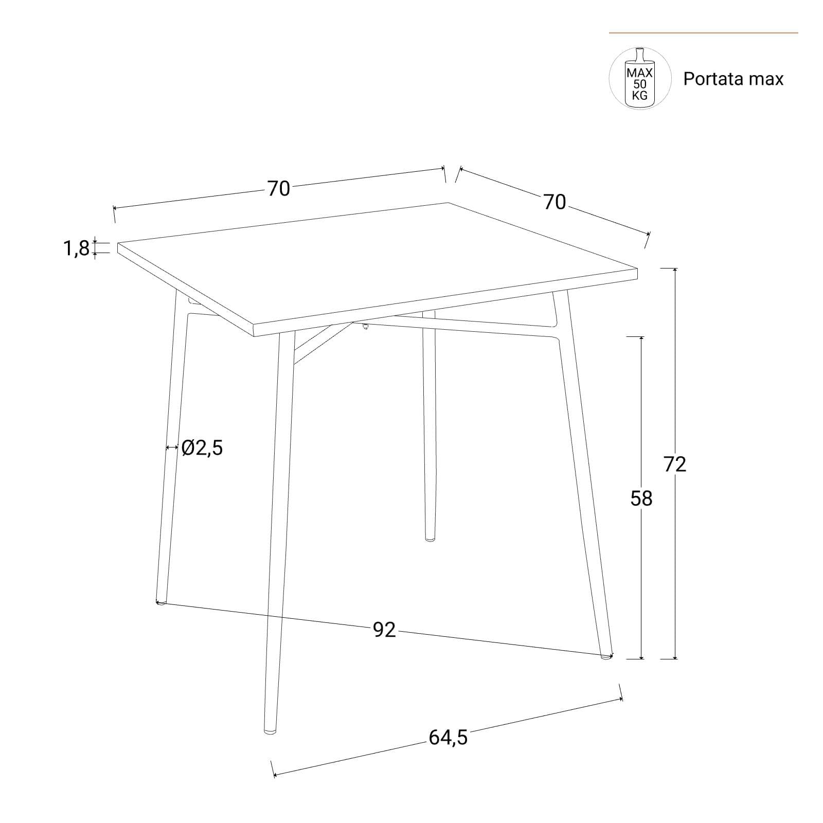 Set bistrot tavolo 70x70 cm e 2 sedie pieghevoli in acciaio verde oliva - Faber