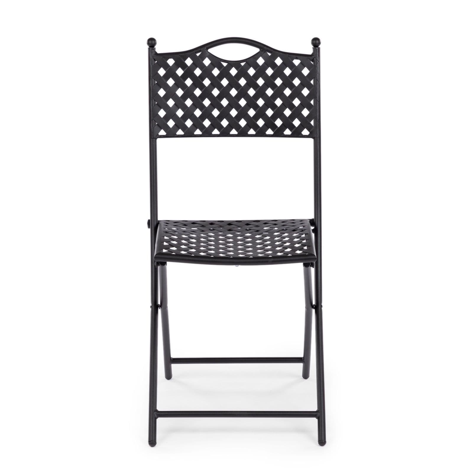 Set bistrot tavolo 70x70 cm e 2 sedie pieghevoli in metallo nero - Dama