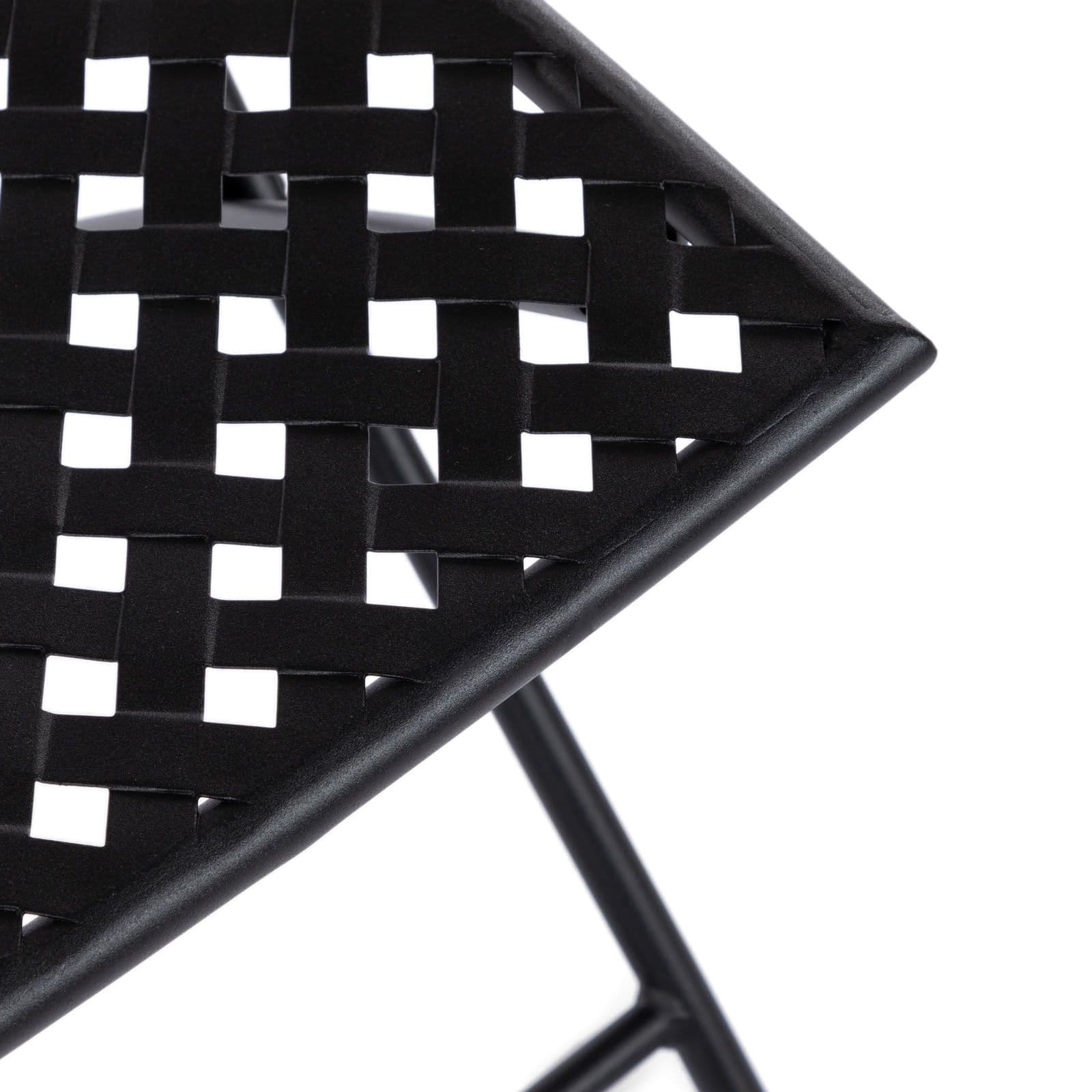 Set bistrot tavolo 70x70 cm e 2 sedie pieghevoli in metallo nero - Dama