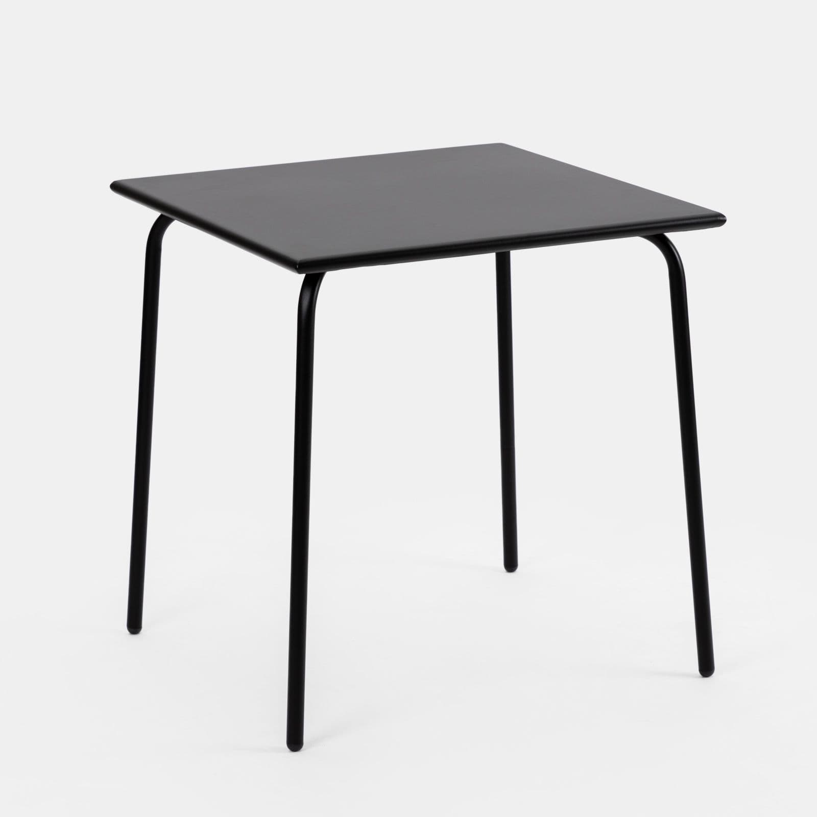 Set bistrot tavolo 70x70 cm e 2 sedie pieghevoli in metallo nero - Dama