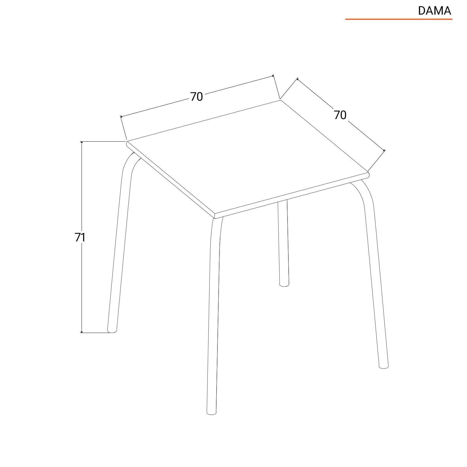 Set bistrot tavolo 70x70 cm e 2 sedie con braccioli squadrate in metallo nero - Dama