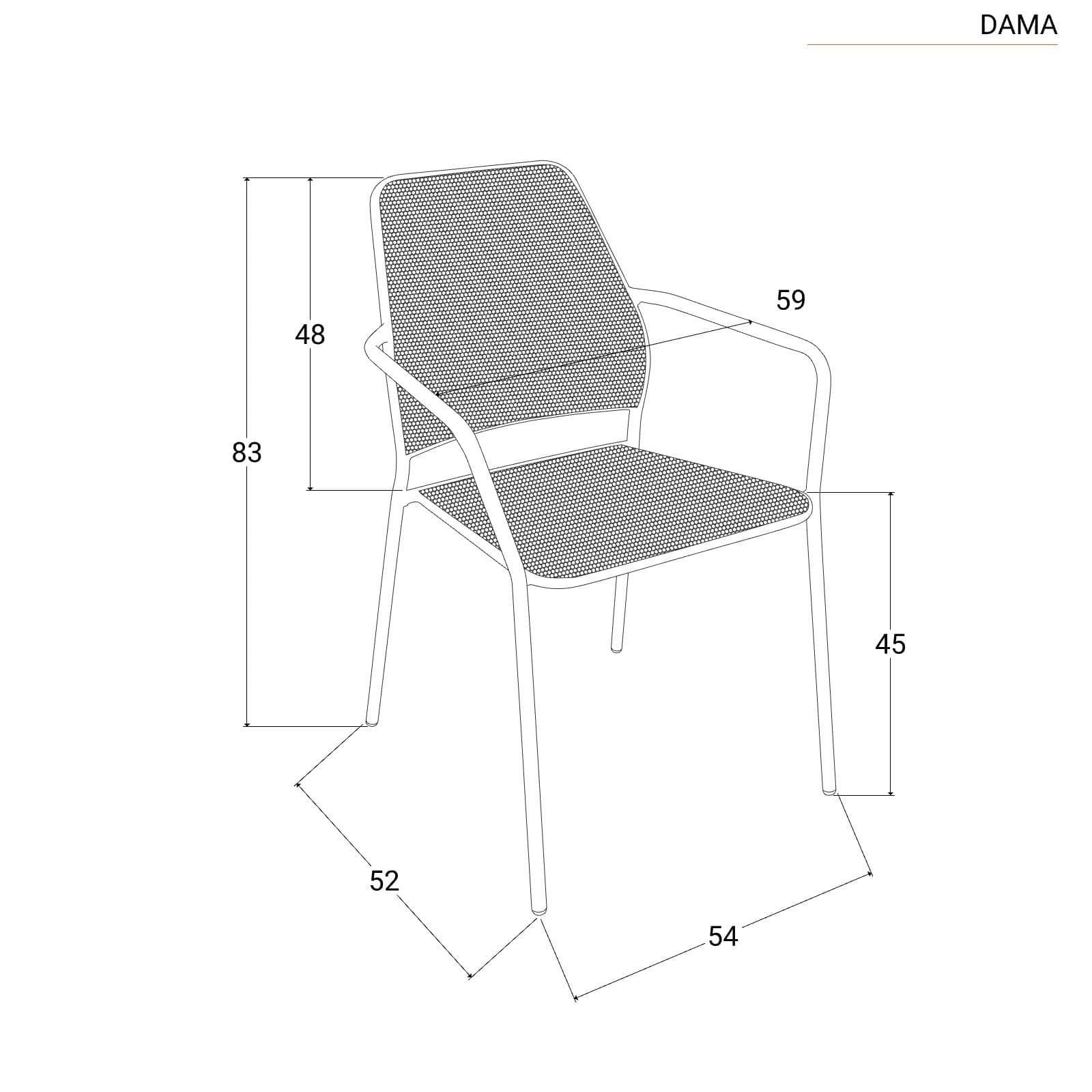 Set bistrot tavolo 70x70 cm e 2 sedie con braccioli squadrate in metallo nero - Dama