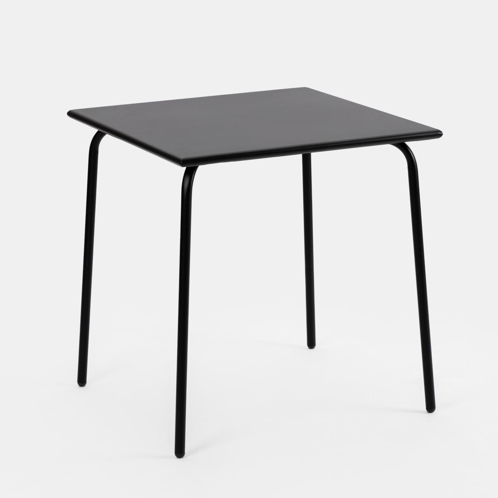Set bistrot tavolo 70x70 cm e 2 sedie con braccioli squadrate in metallo nero - Dama