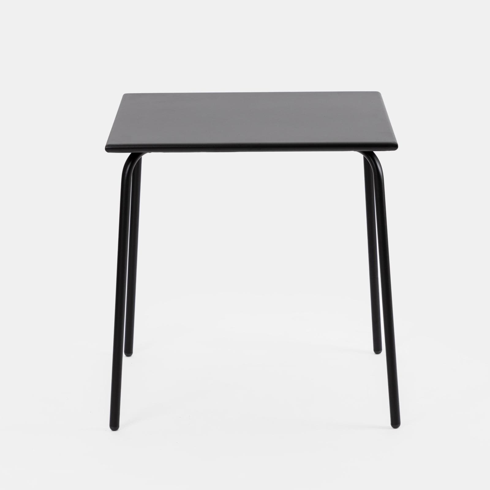 Set bistrot tavolo 70x70 cm e 2 sedie con braccioli squadrate in metallo nero - Dama