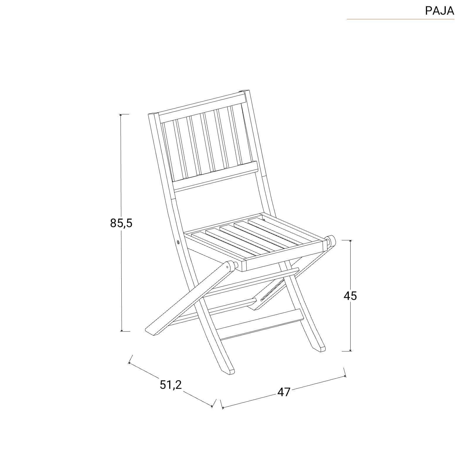 Set bistrot con tavolo pieghevole 70x70 cm e 2 sedie pieghevoli in legno di acacia - Paja