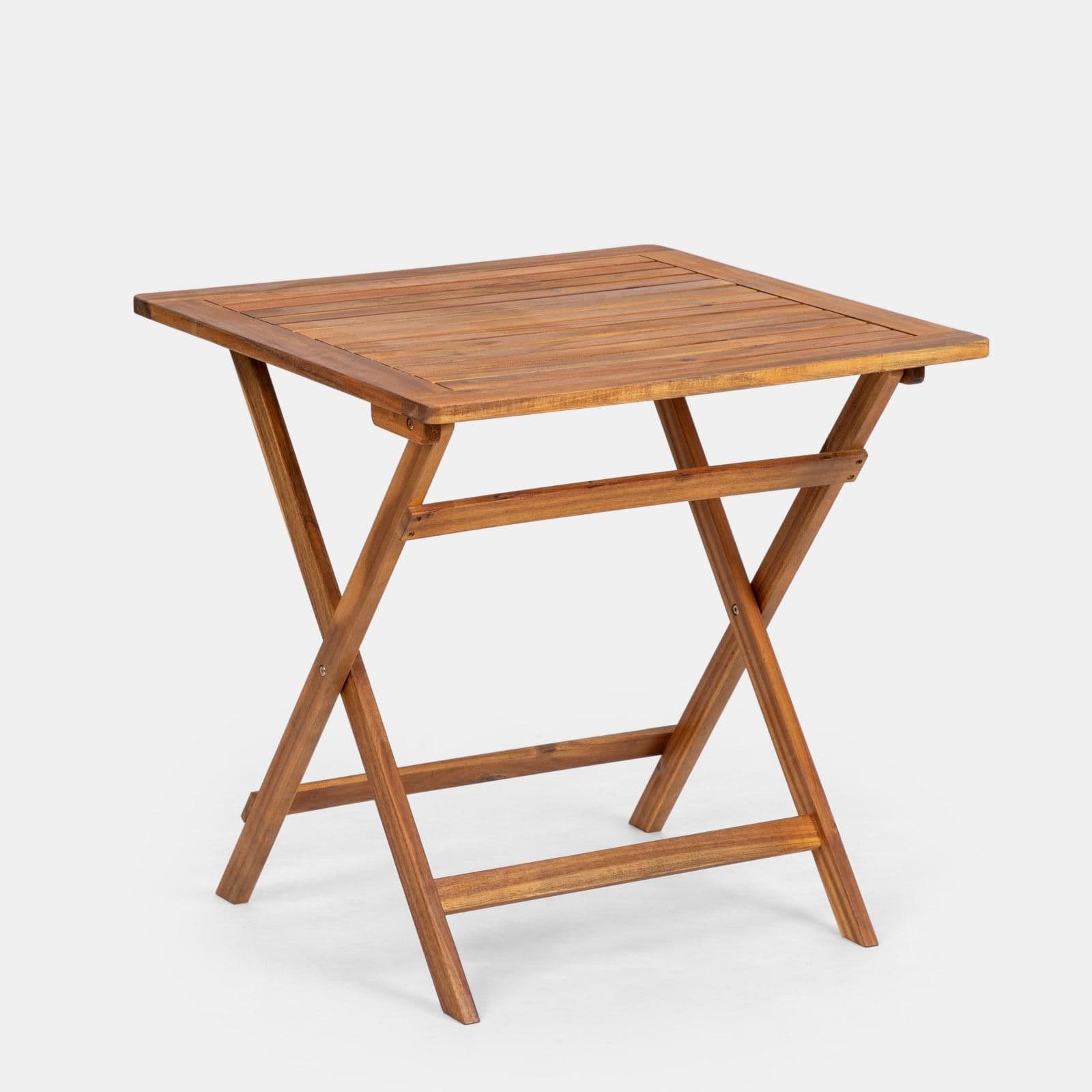 Set bistrot con tavolo pieghevole 70x70 cm e 2 sedie pieghevoli in legno di acacia - Paja