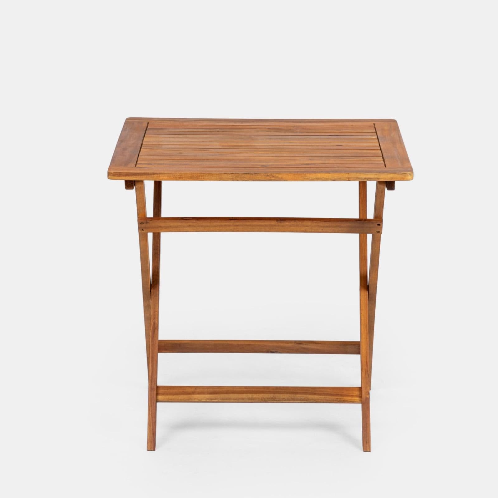 Set bistrot con tavolo pieghevole 70x70 cm e 2 sedie pieghevoli in legno di acacia - Paja