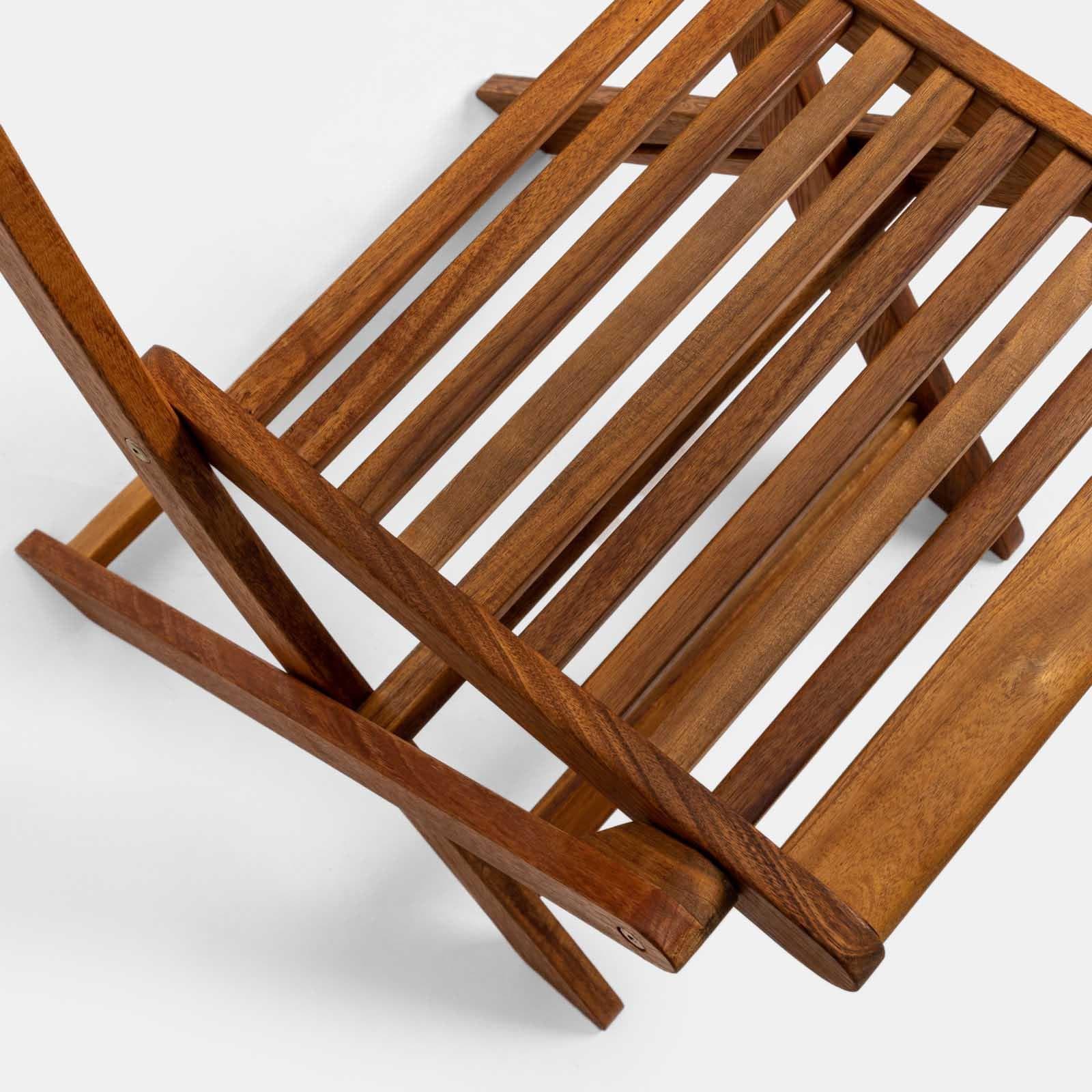 Set bistrot tavolo pieghevole 70x70 cm e 2 sedie pieghevoli in legno di acacia - Paja