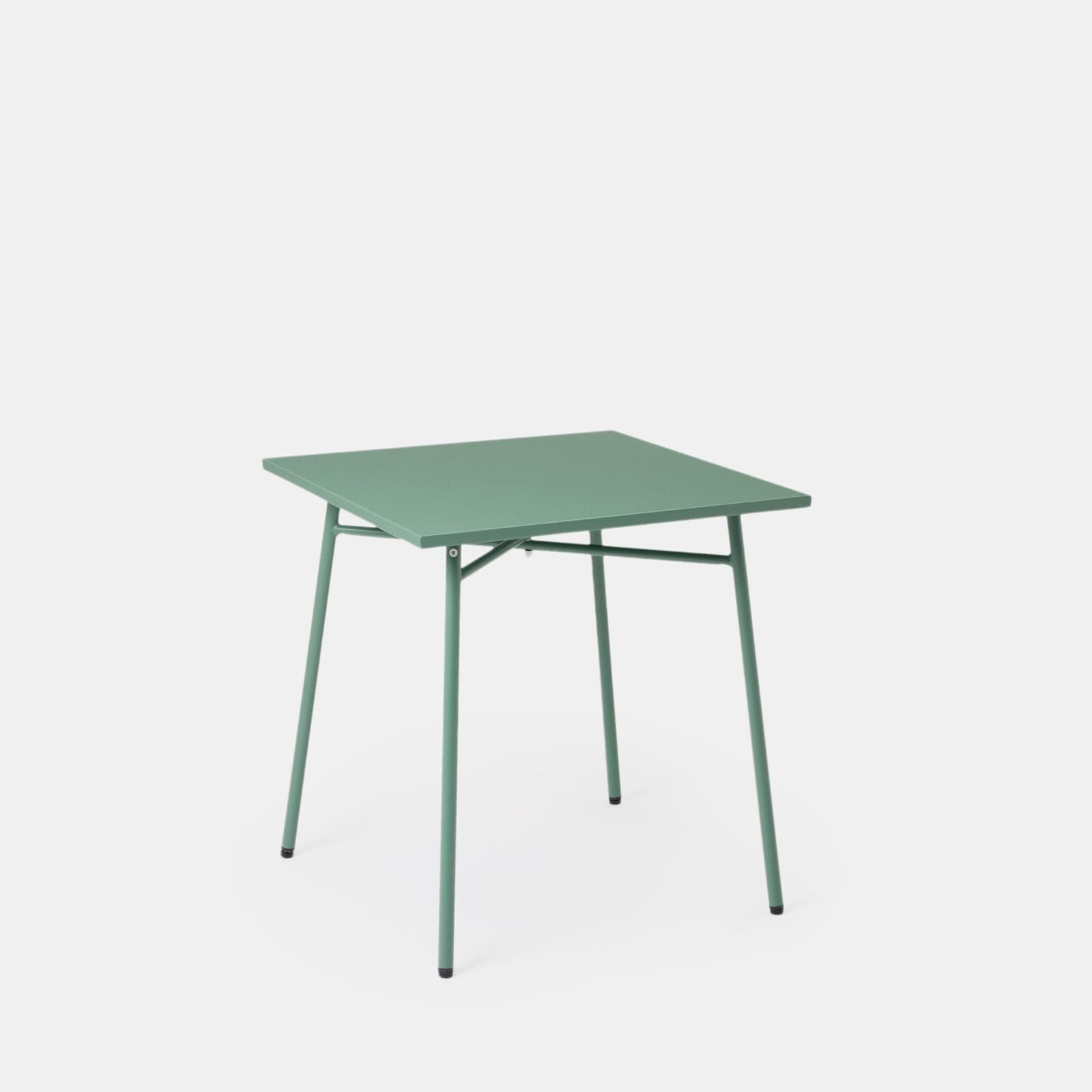 Set bistrot tavolo 70x70 e 2 sedie con braccioli in acciaio verde marino - Faber