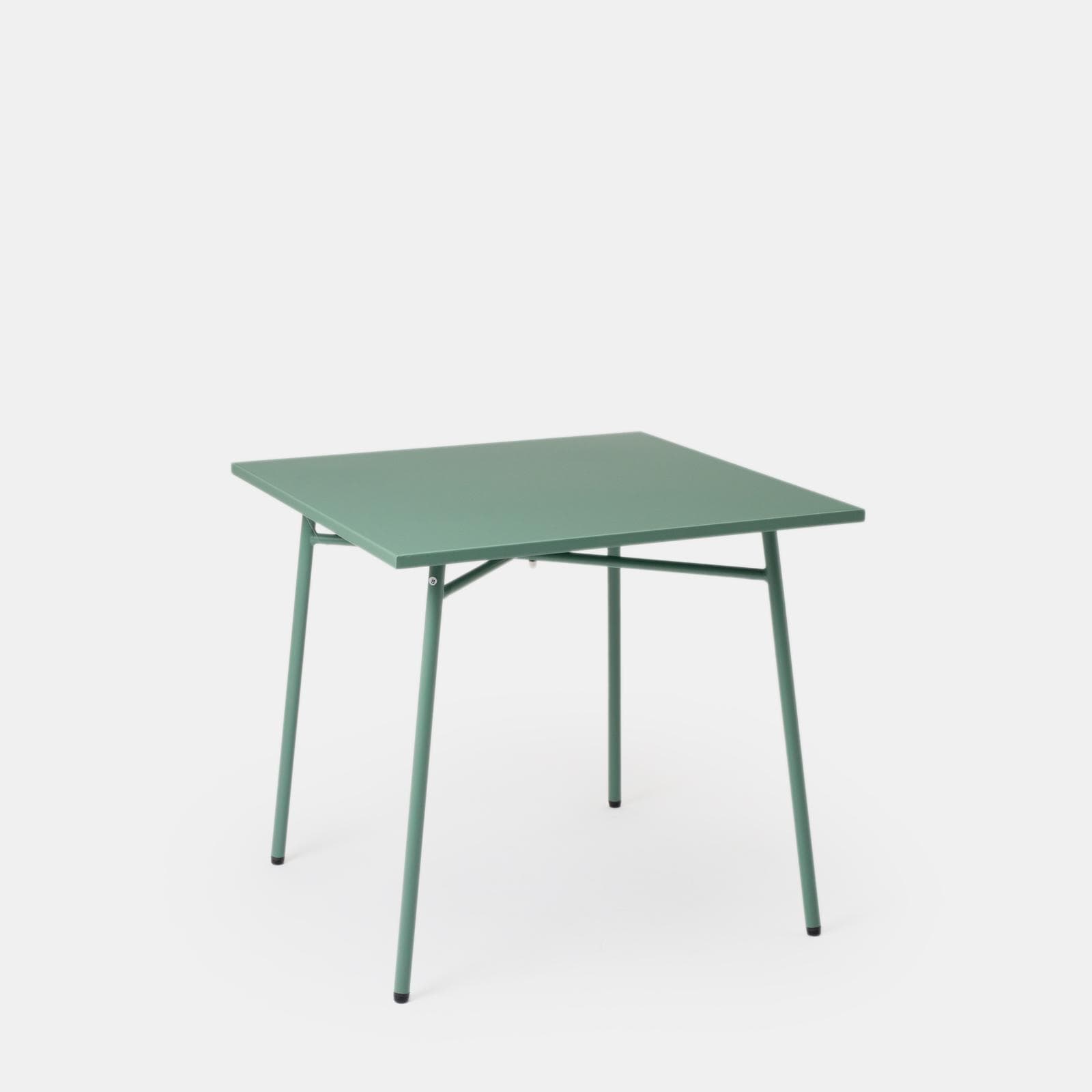 Set pranzo tavolo 80x80 cm e 4 sedie con braccioli in acciaio verde marino - Faber