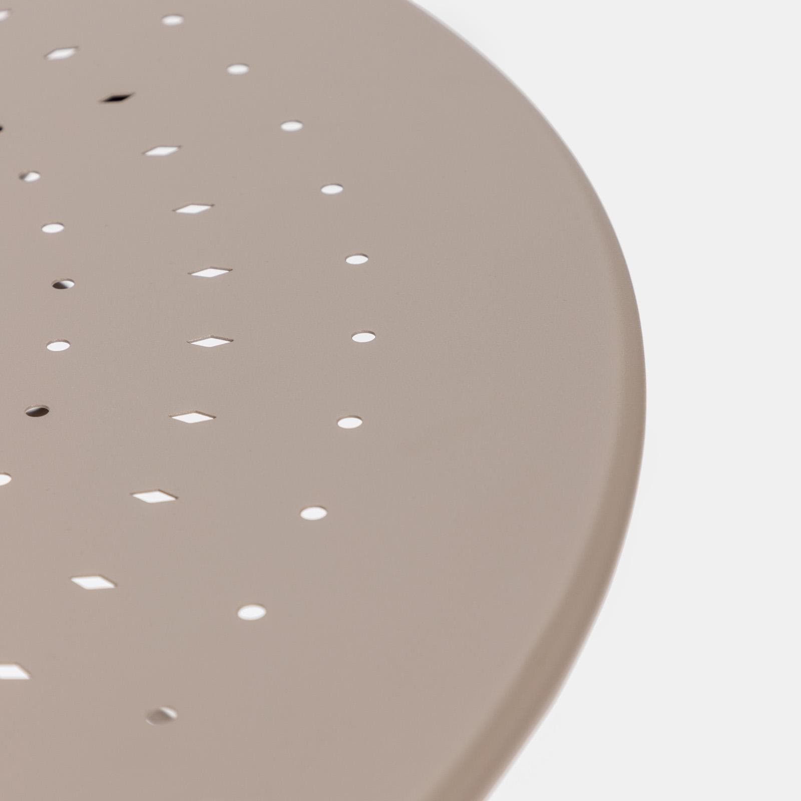 Set pranzo tavolo rotondo 90 cm e 4 sedie con braccioli in metallo tortora - Loren