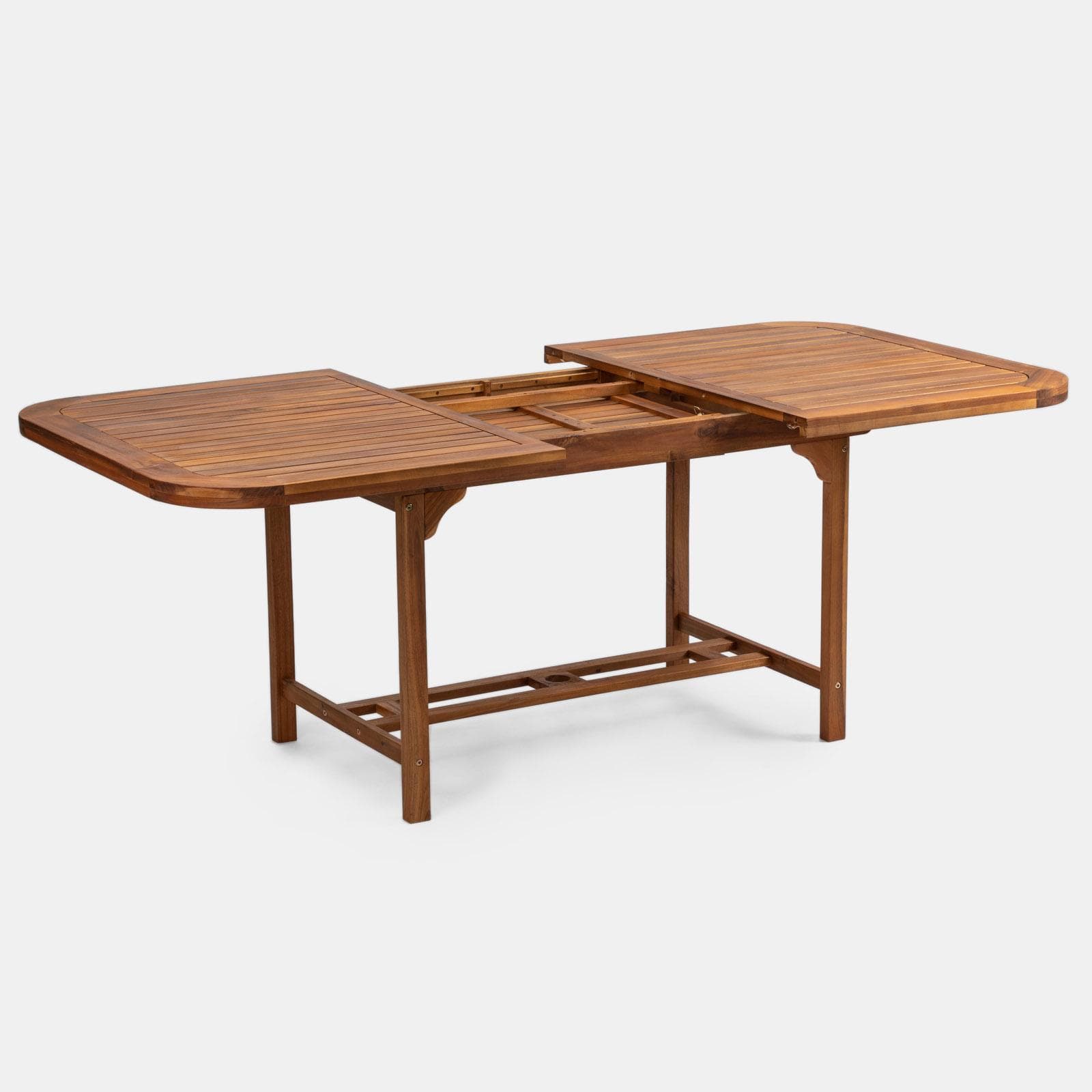 Set pranzo tavolo allungabile 150/200x100 cm e 4 sedie con braccioli in legno di acacia - Paja
