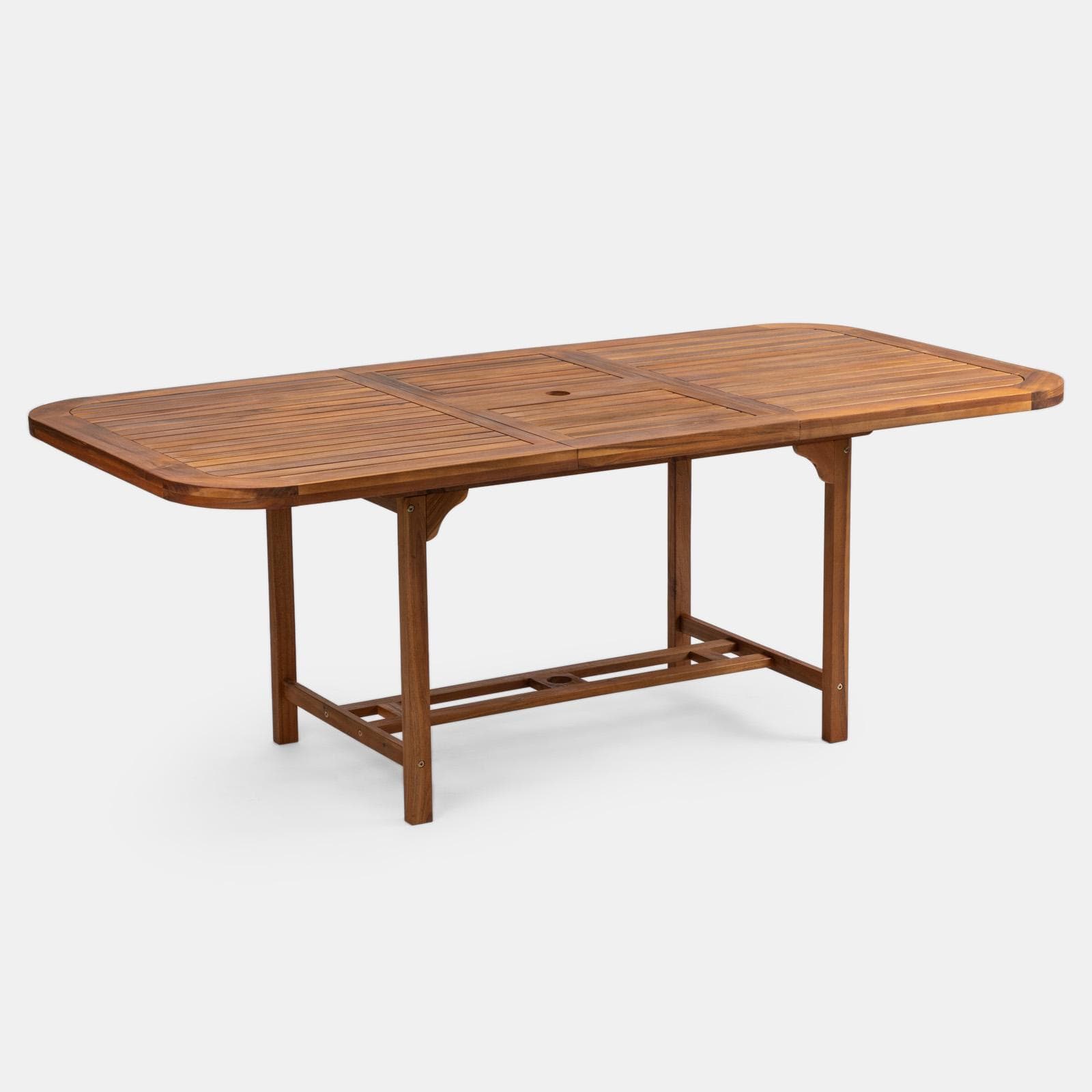 Set pranzo tavolo allungabile 150/200x100 cm e 4 sedie con braccioli in legno di acacia - Paja