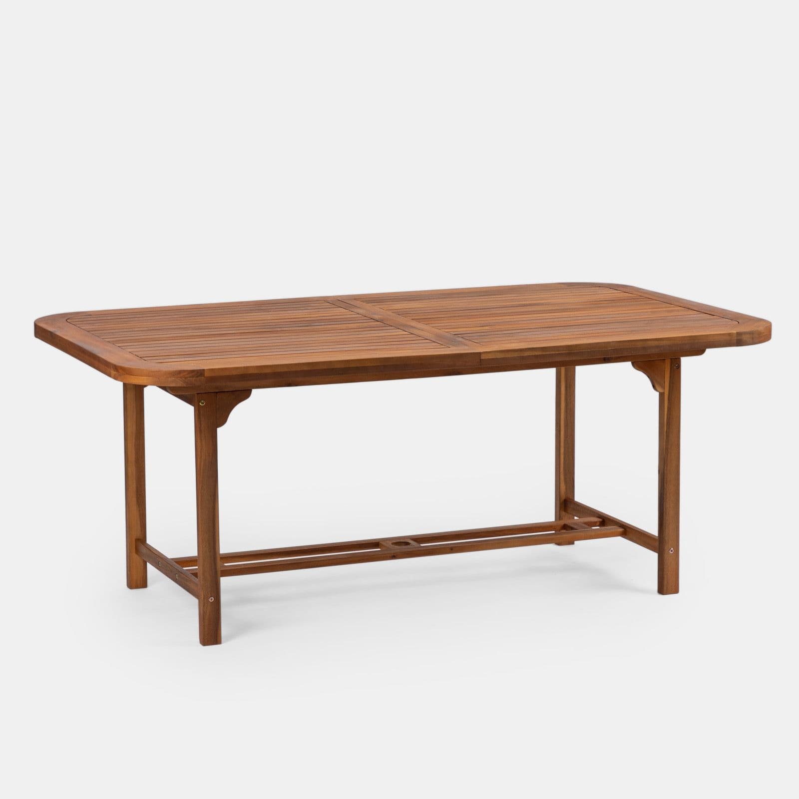Set pranzo tavolo allungabile 180/260x110 cm e 6 sedie con braccioli regolabili in legno di acacia - Paja