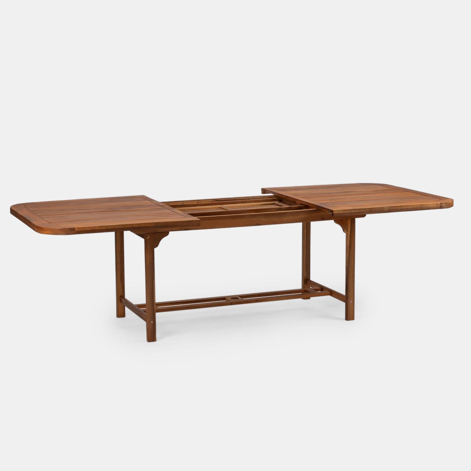 Set pranzo tavolo allungabile 180/260x110 cm e 6 sedie con braccioli regolabili in legno di acacia - Paja