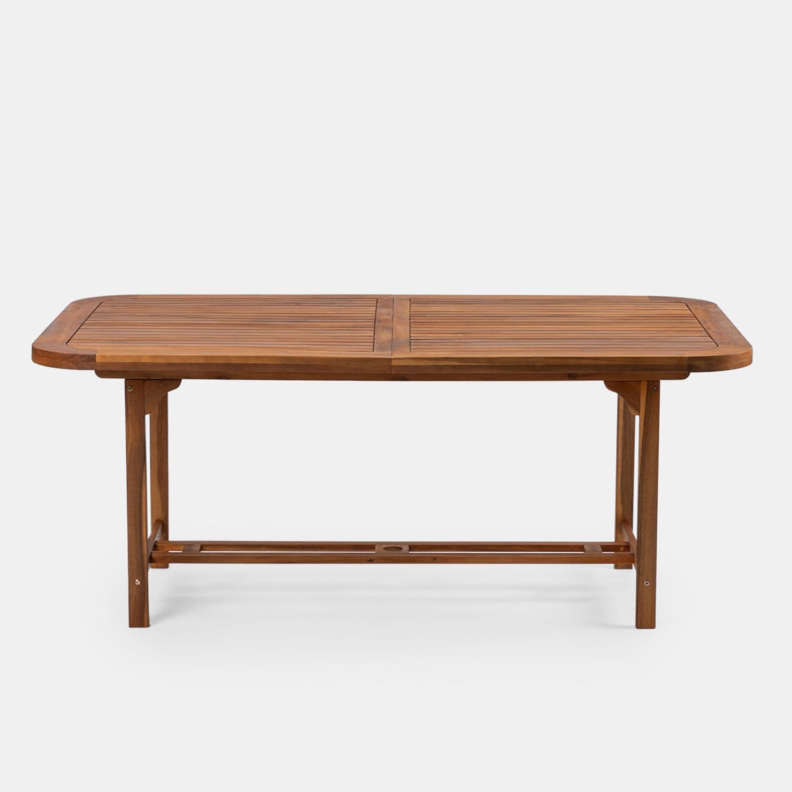 Set pranzo tavolo allungabile 180/260x110 cm e 6 sedie con braccioli regolabili in legno di acacia - Paja
