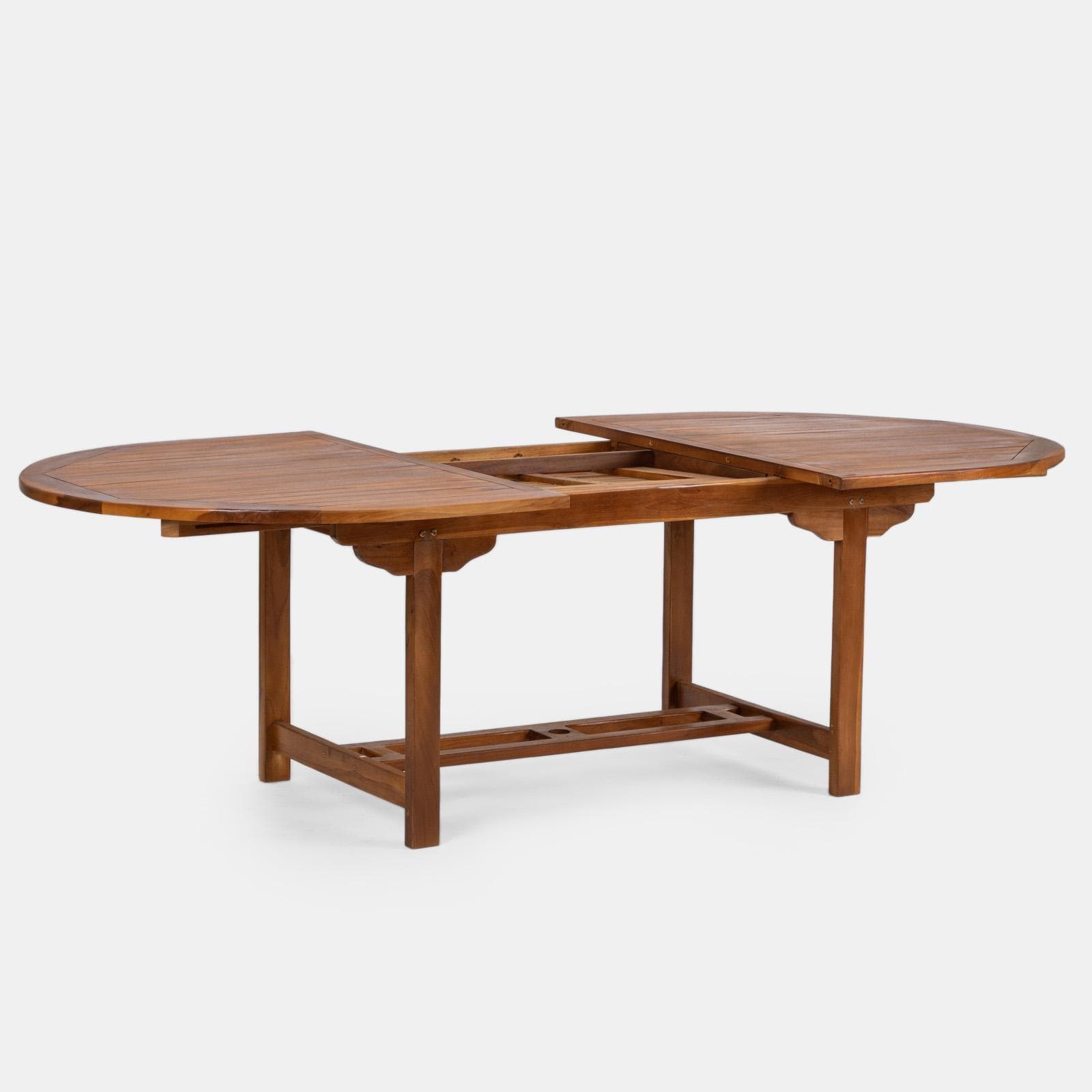 Set pranzo tavolo allungabile 180/240x120 cm e 4 poltrone in polyrattan nero e legno teak - Habanero