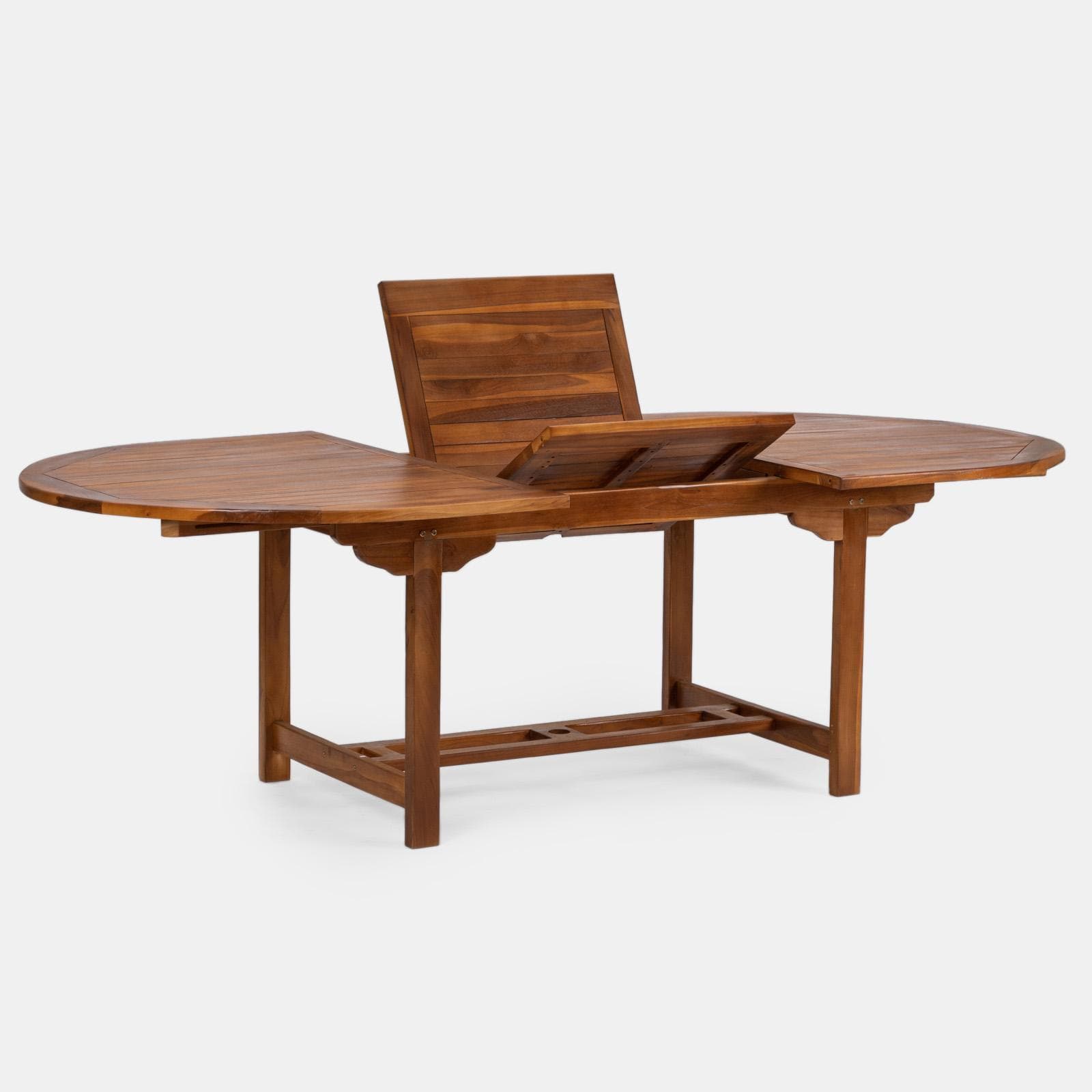 Set pranzo tavolo allungabile 180/240x120 cm e 4 poltrone in polyrattan nero e legno teak - Habanero