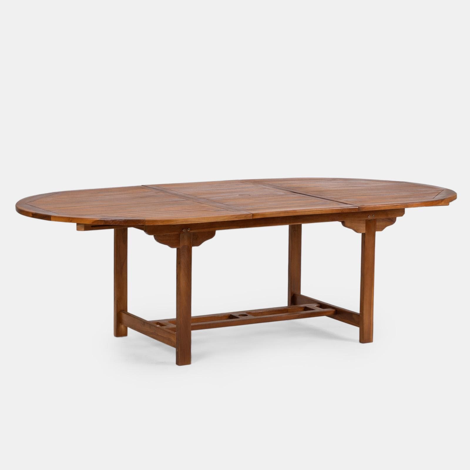 Set pranzo tavolo allungabile 180/240x120 cm e 4 poltrone in polyrattan nero e legno teak - Habanero