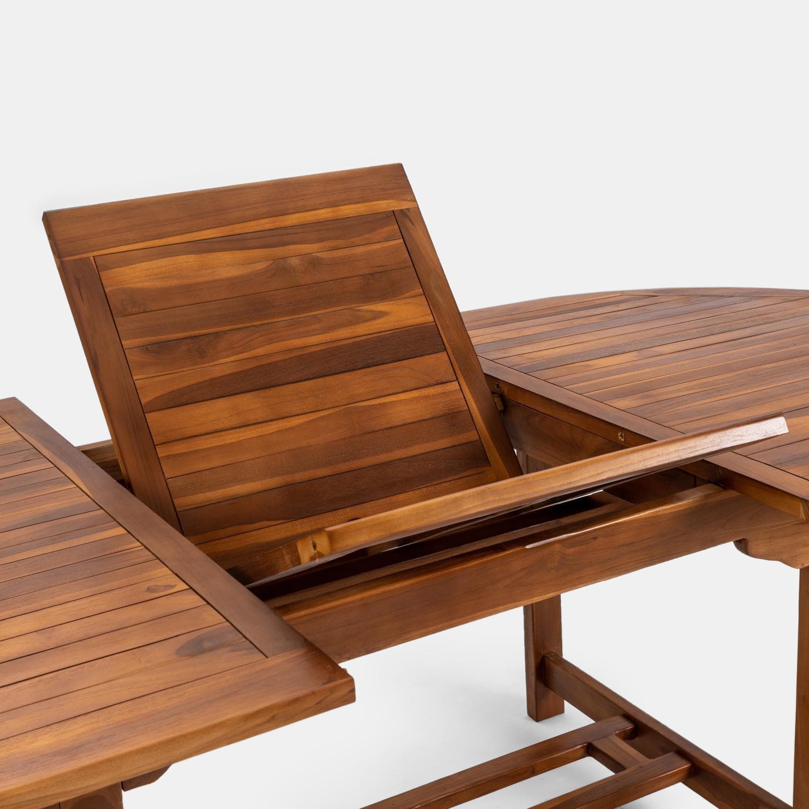 Set pranzo tavolo allungabile 180/240x120 cm e 4 poltrone in polyrattan nero e legno teak - Habanero