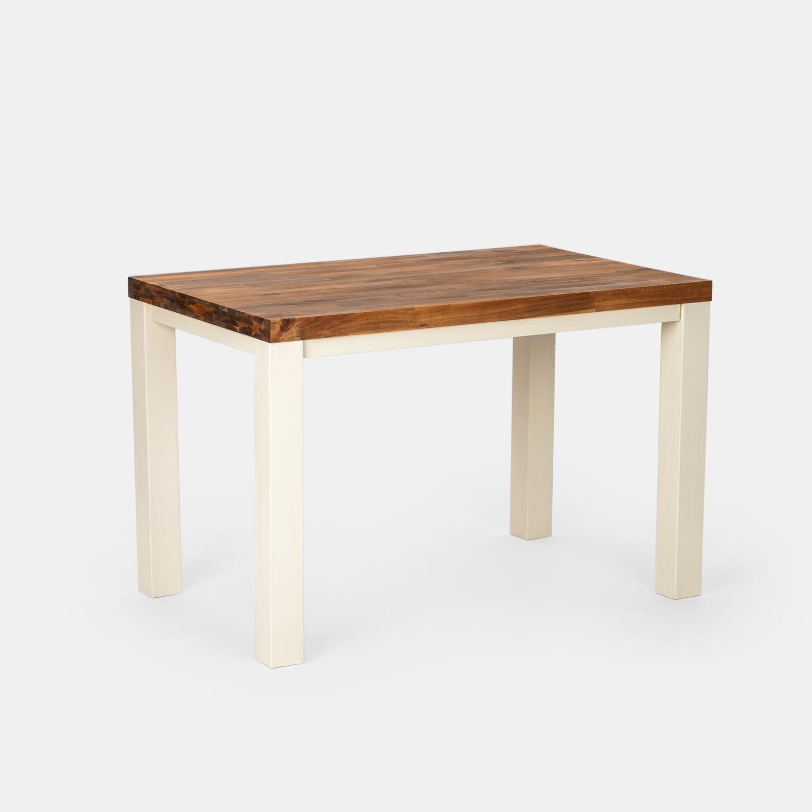 Set pranzo tavolo con piano in legno di acacia 115x70 cm e 4 sedie impilabili blu maldive - Paint