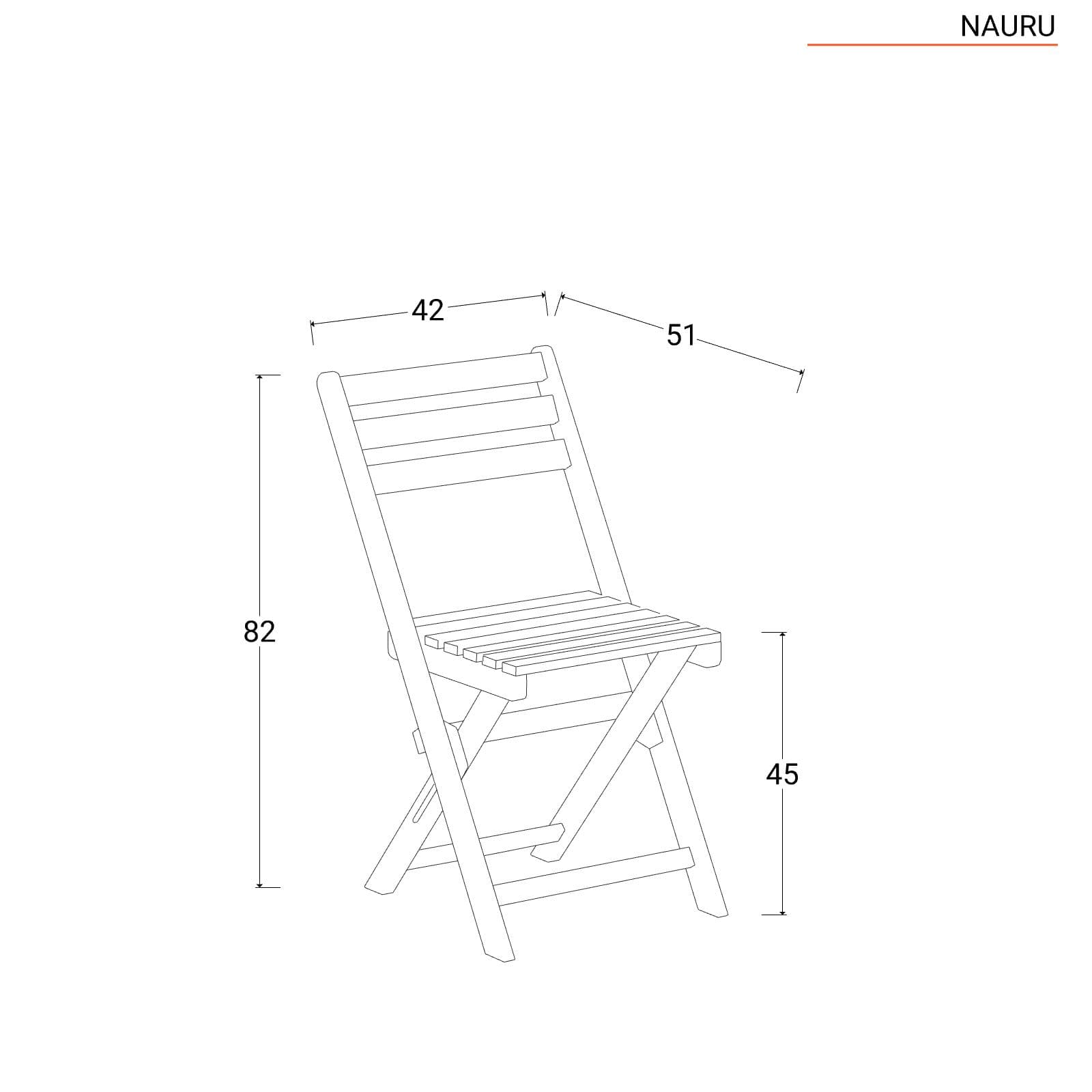 Set pranzo in legno massello di acacia tavolo 118x70 cm e 4 sedie pieghevoli - Nauru