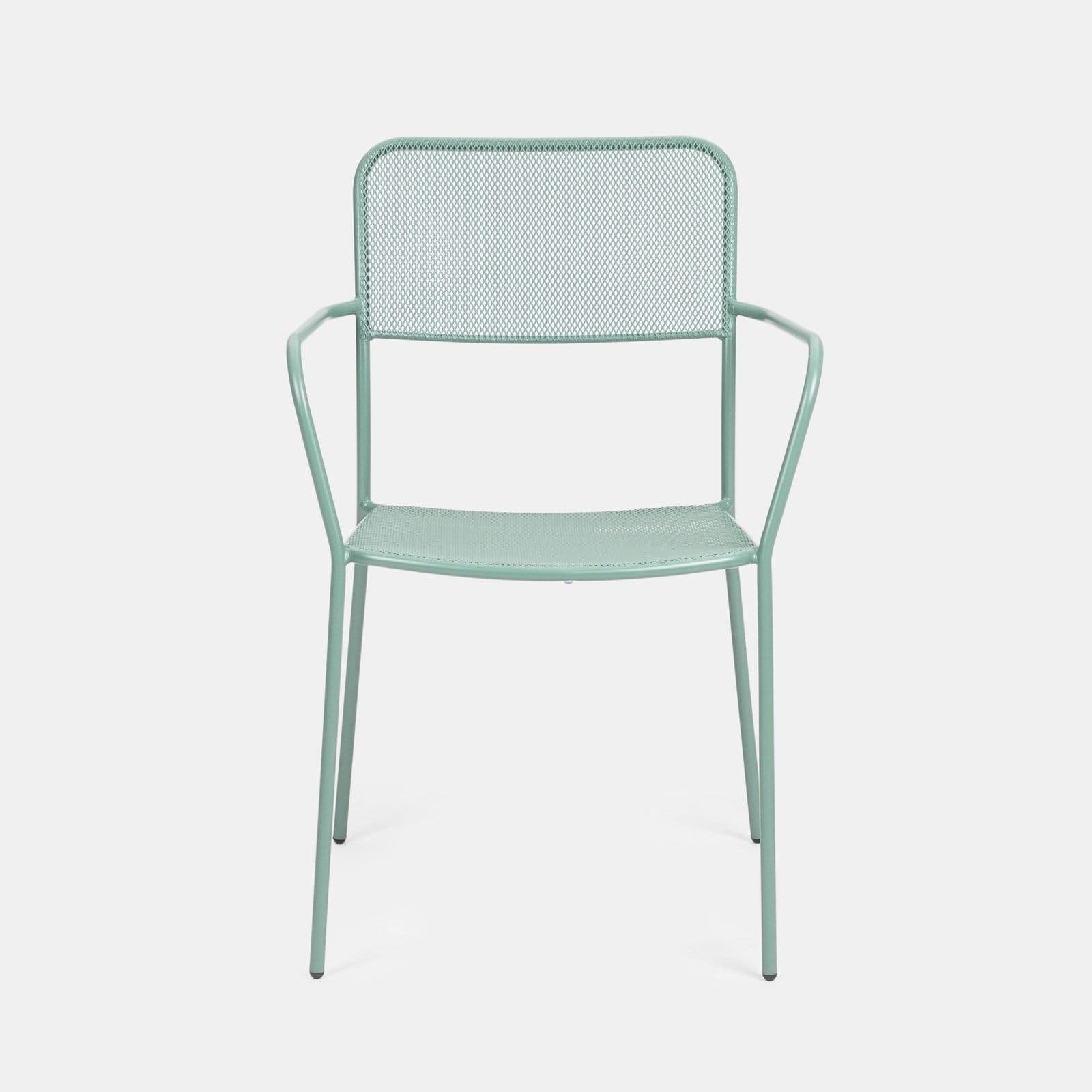 Set bistrot tavolo pieghevole 60x60 cm e 2 sedie con braccioli in acciaio verde marino - Faber