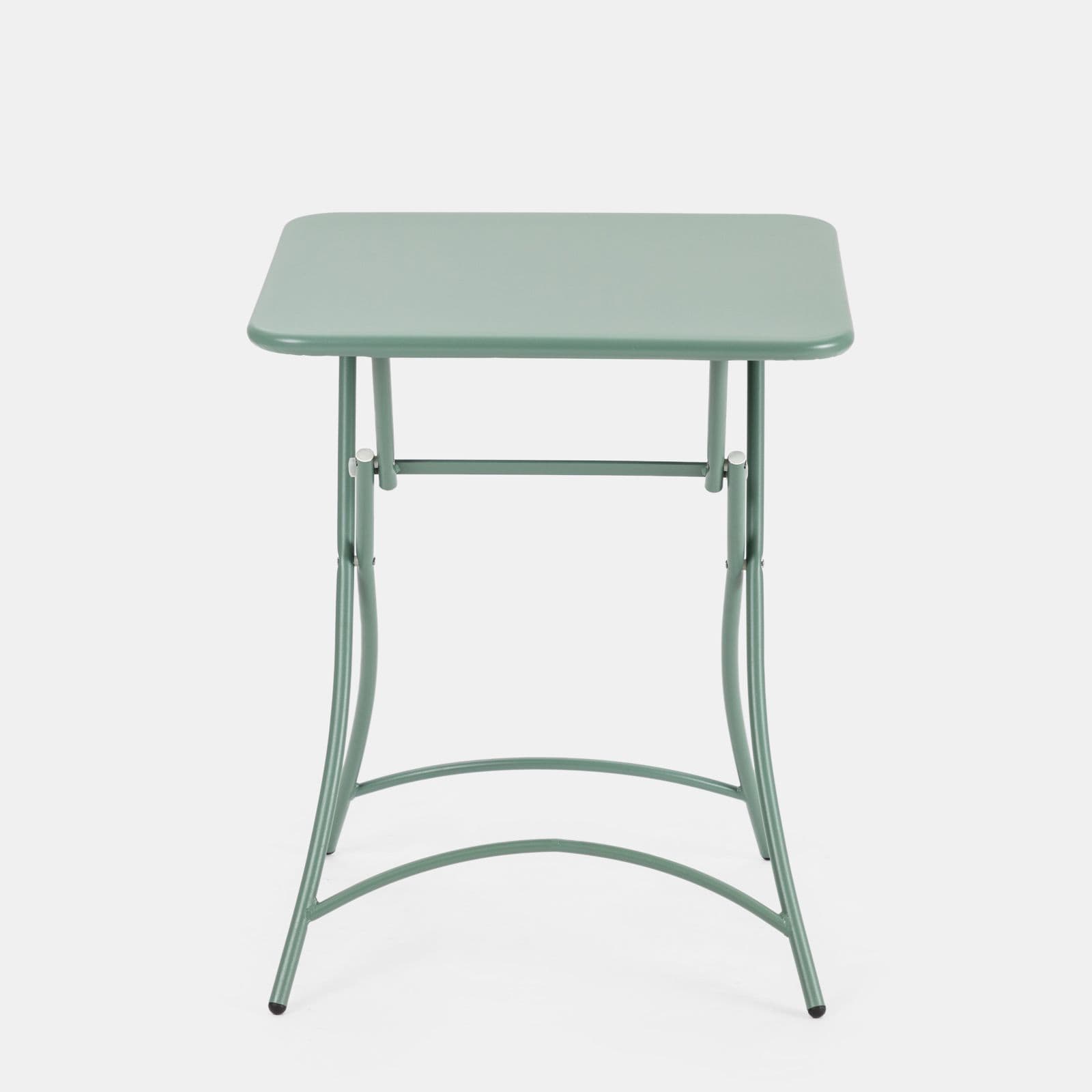 Set bistrot tavolo pieghevole 60x60 cm e 2 sedie con braccioli in acciaio verde marino - Faber