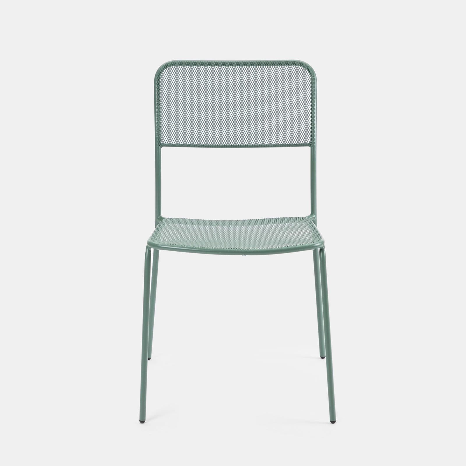 Set bistrot tavolo pieghevole 60x60 cm e 2 sedie in acciaio verde marino - Faber