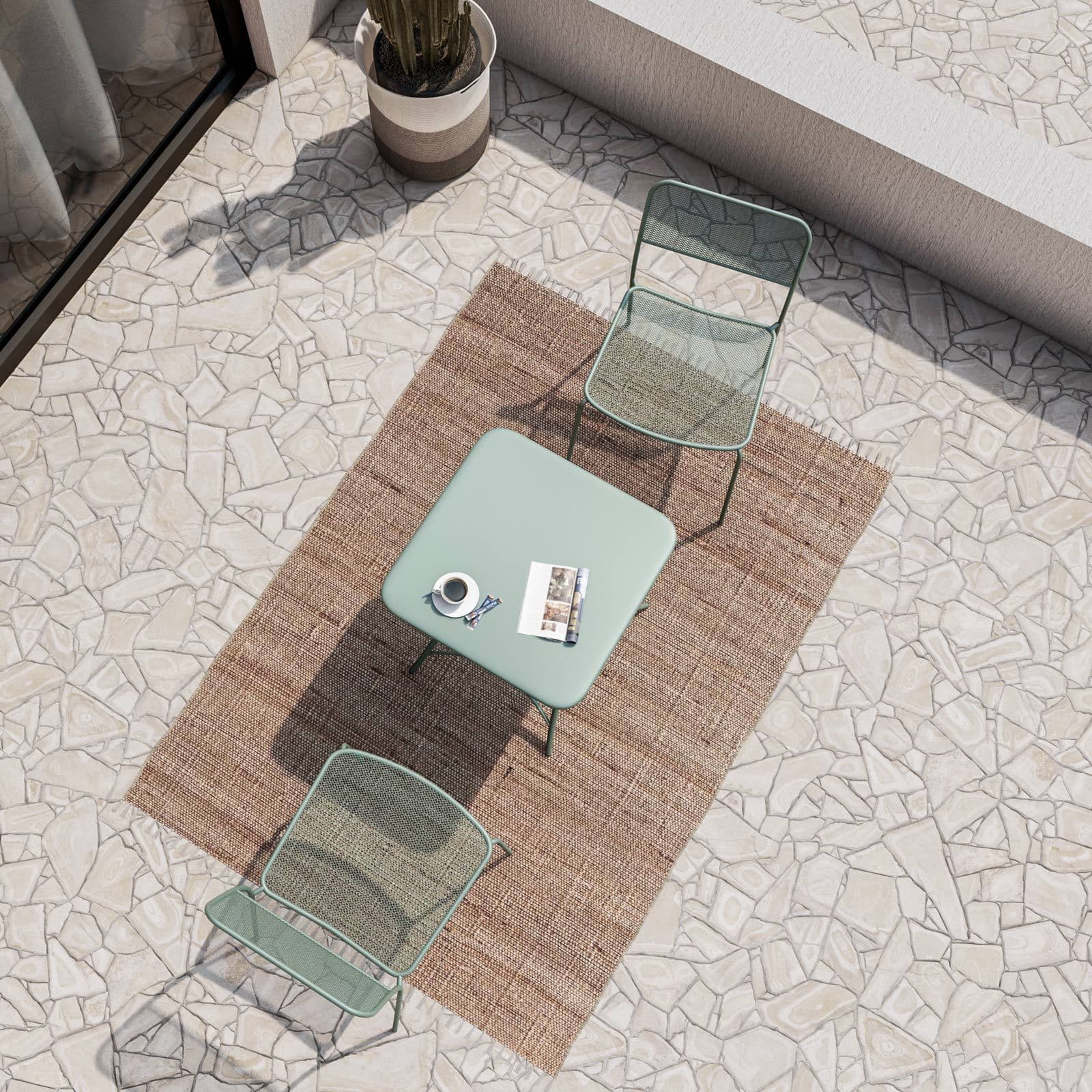 Set bistrot tavolo pieghevole 60x60 cm e 2 sedie in acciaio verde marino - Faber