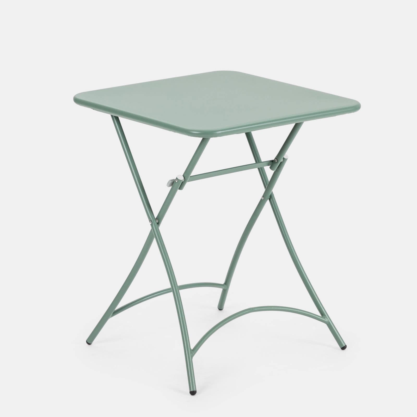 Set bistrot tavolo pieghevole 60x60 cm e 2 sedie in acciaio verde marino - Faber