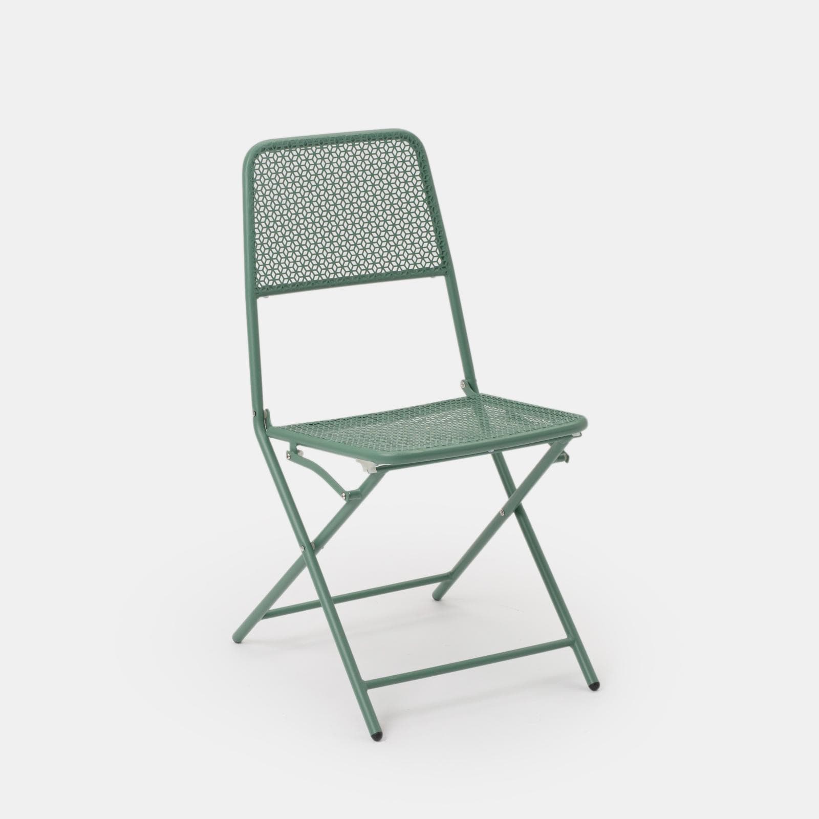 Set bistrot tavolo pieghevole 60x60 cm e 2 sedie pieghevoli in acciaio verde marino - Faber