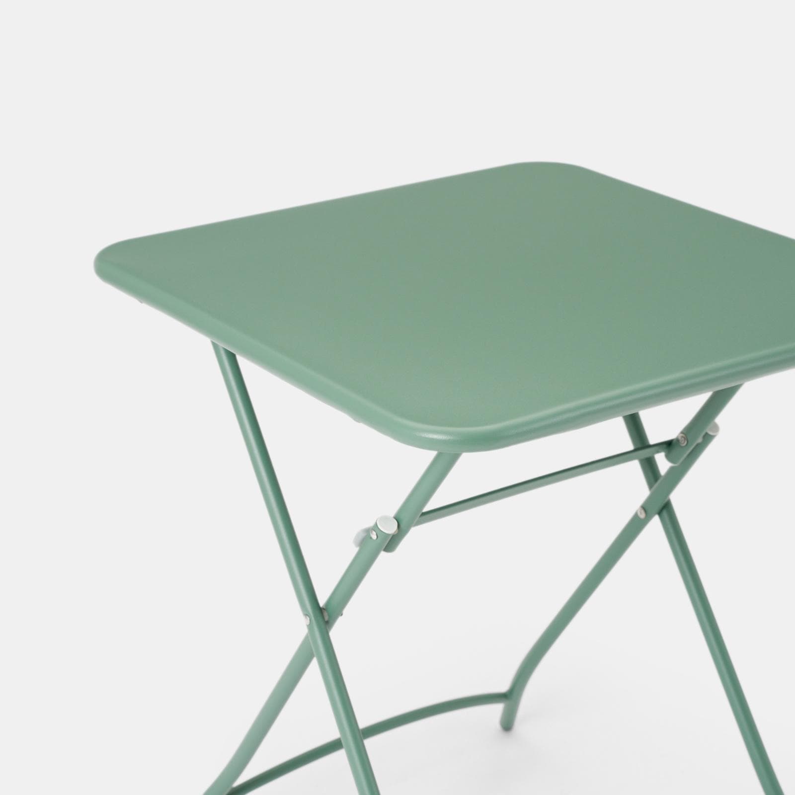 Set bistrot tavolo pieghevole 60x60 cm e 2 sedie pieghevoli in acciaio verde marino - Faber