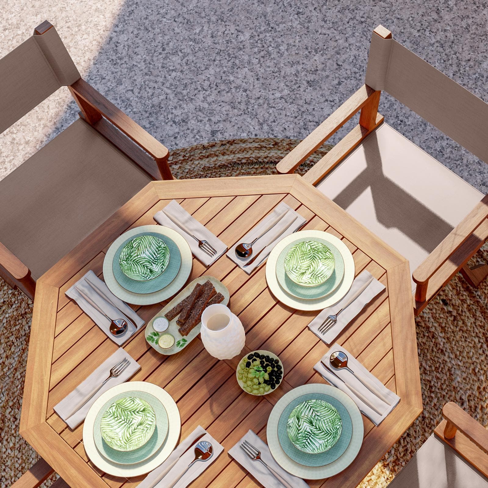 Set pranzo tavolo rotondo 100 cm e 4 sedie regista tortora in legno di acacia - Paja