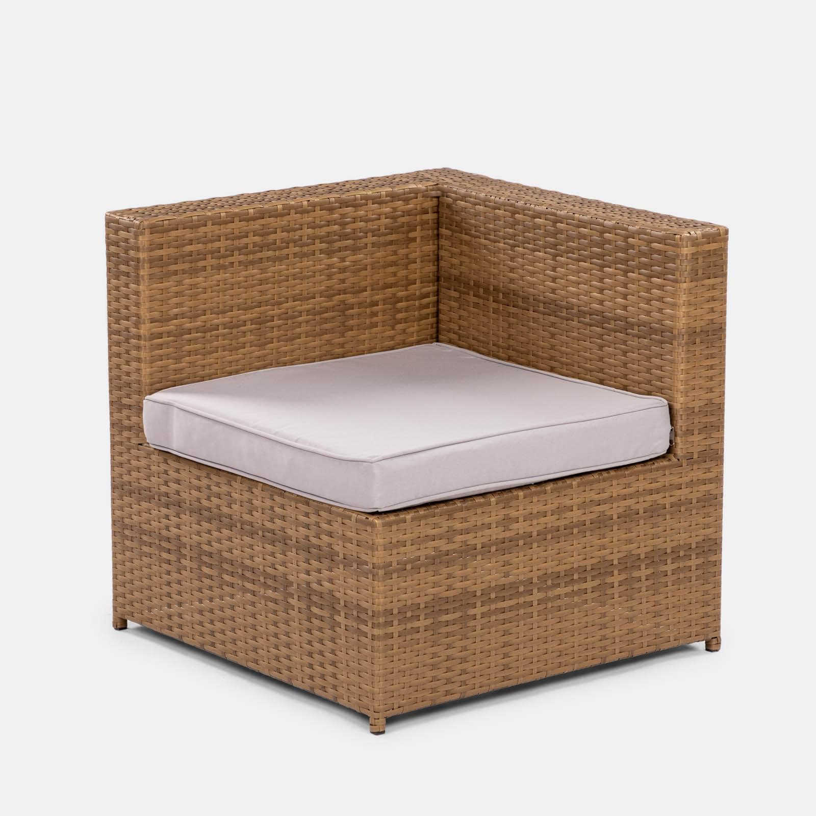 Set relax da giardino modulare con 2 divani 2 pouf e tavolino in polyrattan naturale - Tobago
