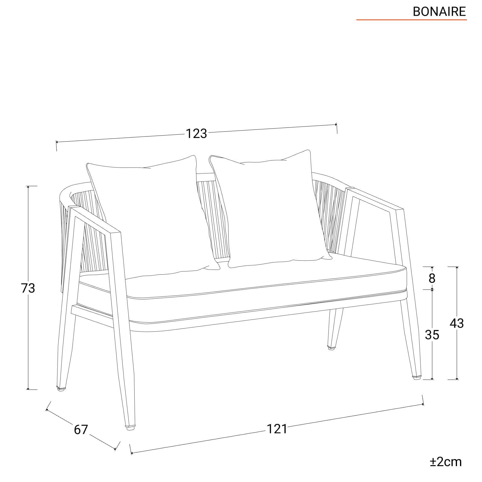Set relax 4 posti antracite rivestito in corda con cuscini e tavolino - Bonaire