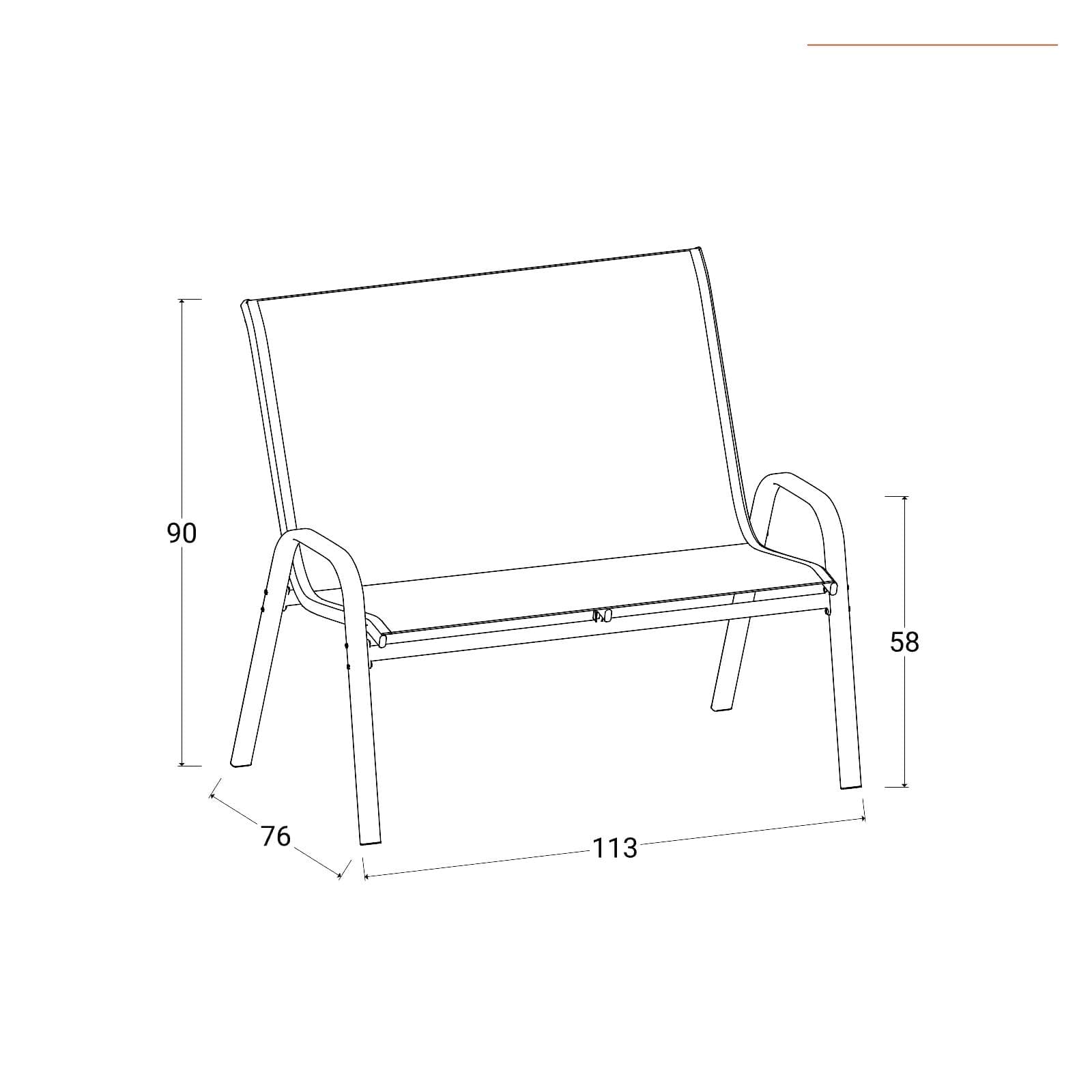 Set relax 4 posti con tavolino in acciaio e textilene antracite - Ninfa