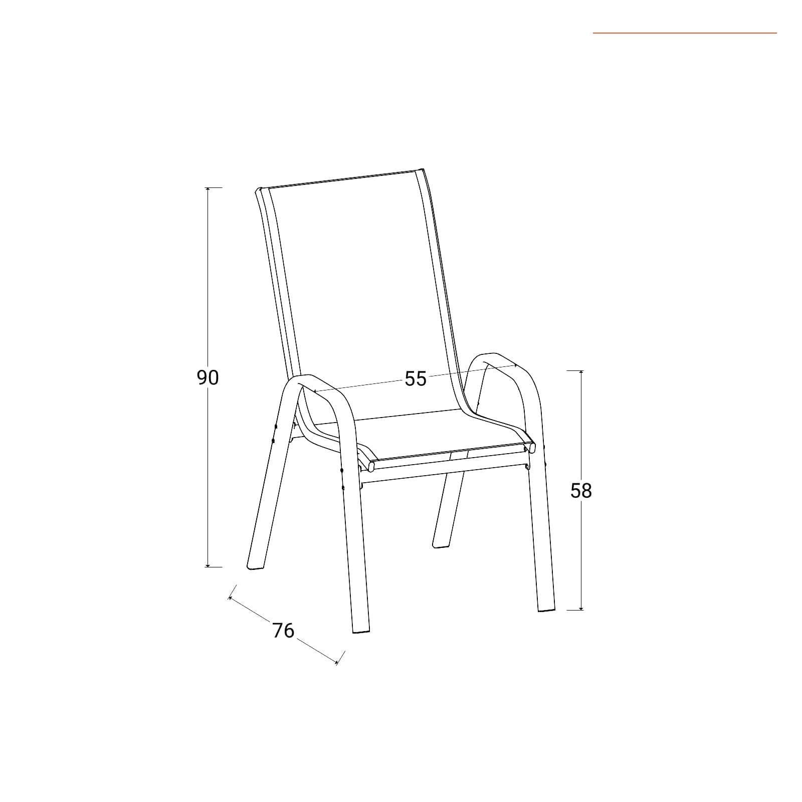 Set relax 4 posti con tavolino in acciaio e textilene antracite - Ninfa