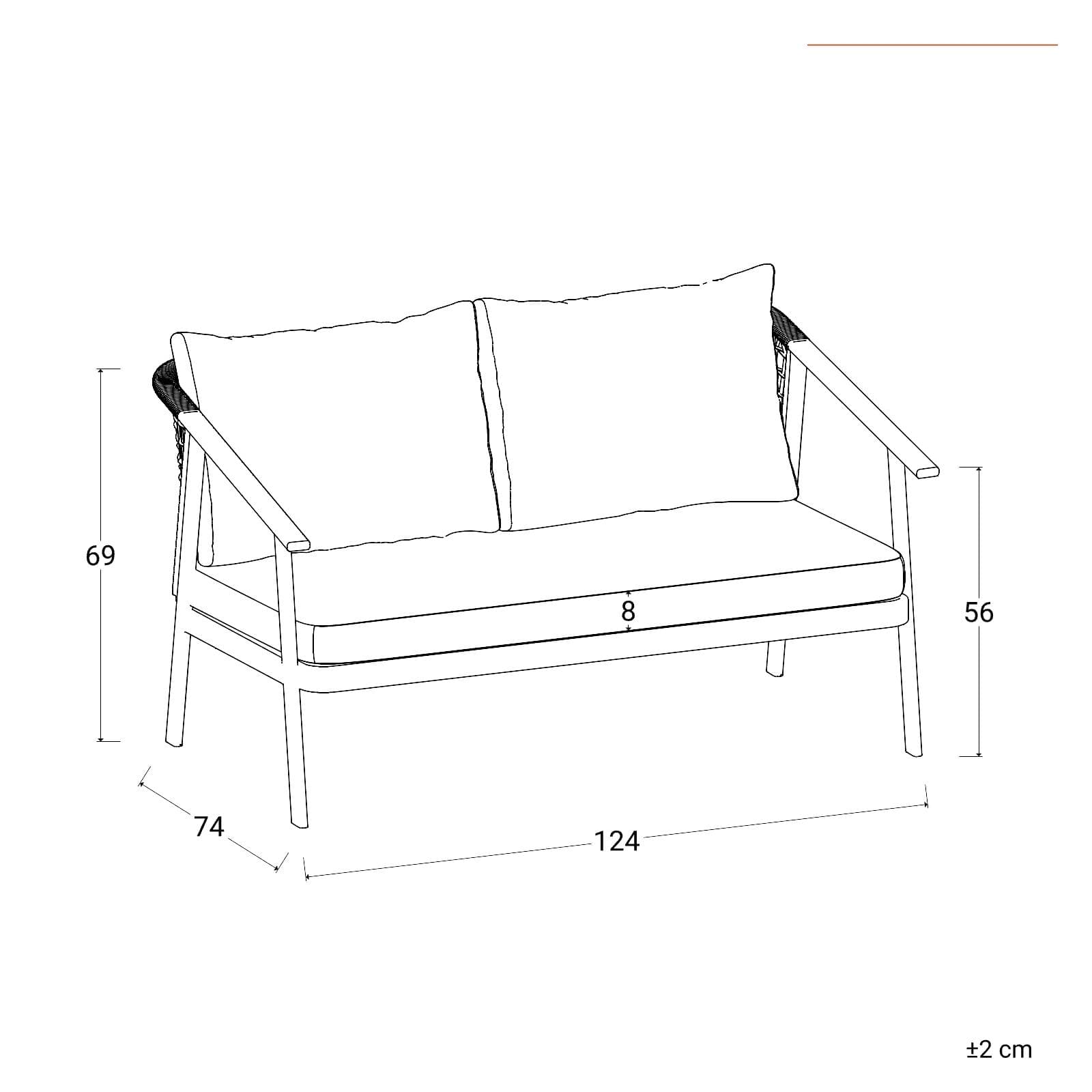 Set relax 4 posti in acciaio bianco con schienale in polyrattan naturale e cuscini - Niclim