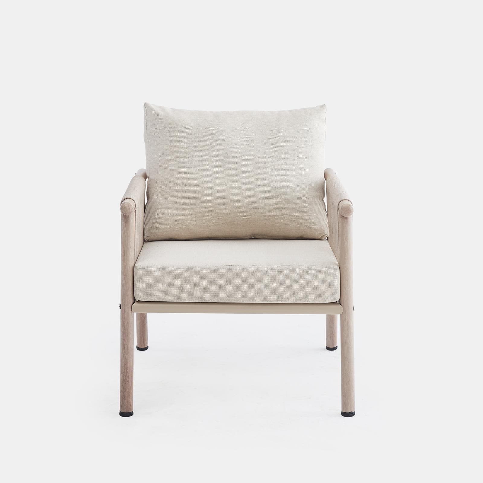 LAWSON SET RELAX ACCIAIO EFFETTO LEGNO C/ CORDA NATURALE E CUSCINO BEIGE