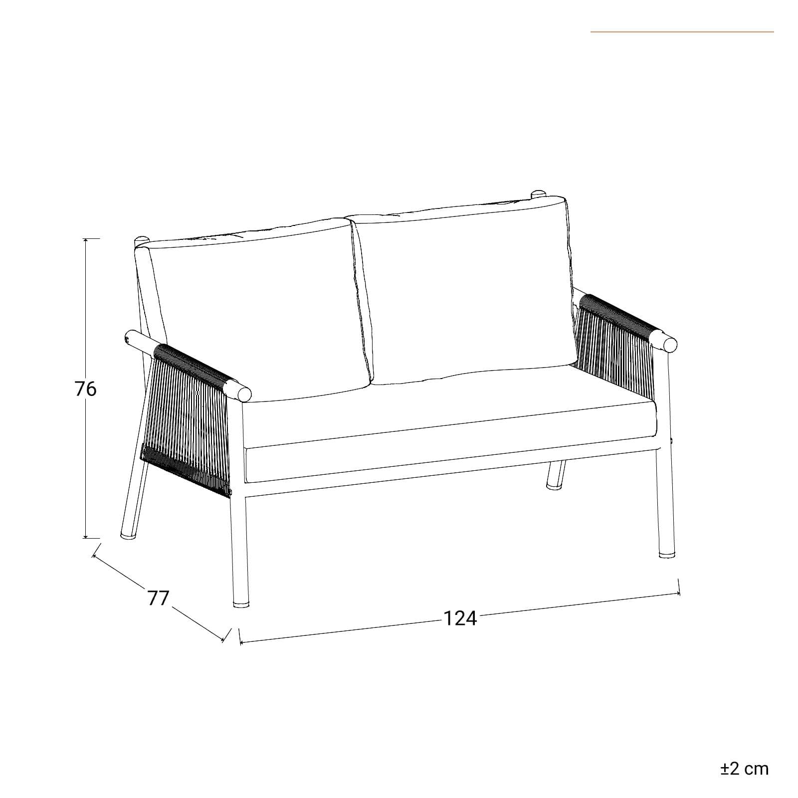 LAWSON SET RELAX ACCIAIO EFFETTO LEGNO C/ CORDA NATURALE E CUSCINO BEIGE